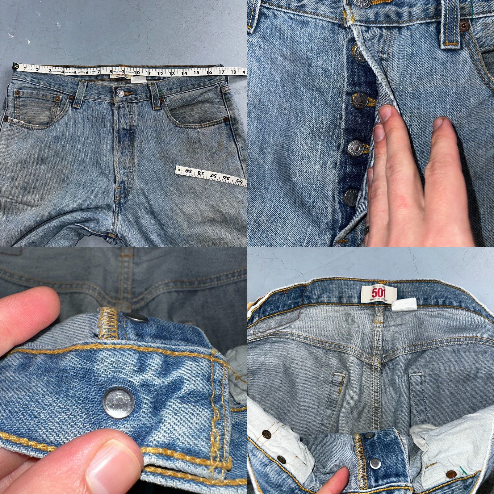 Levi's VINTAGE Levis 501 XX Y2K Straight Leg Jeans Blue Light Wash 35x34 Act 34x34 Size US 34 / EU 50 - 8 Thumbnail