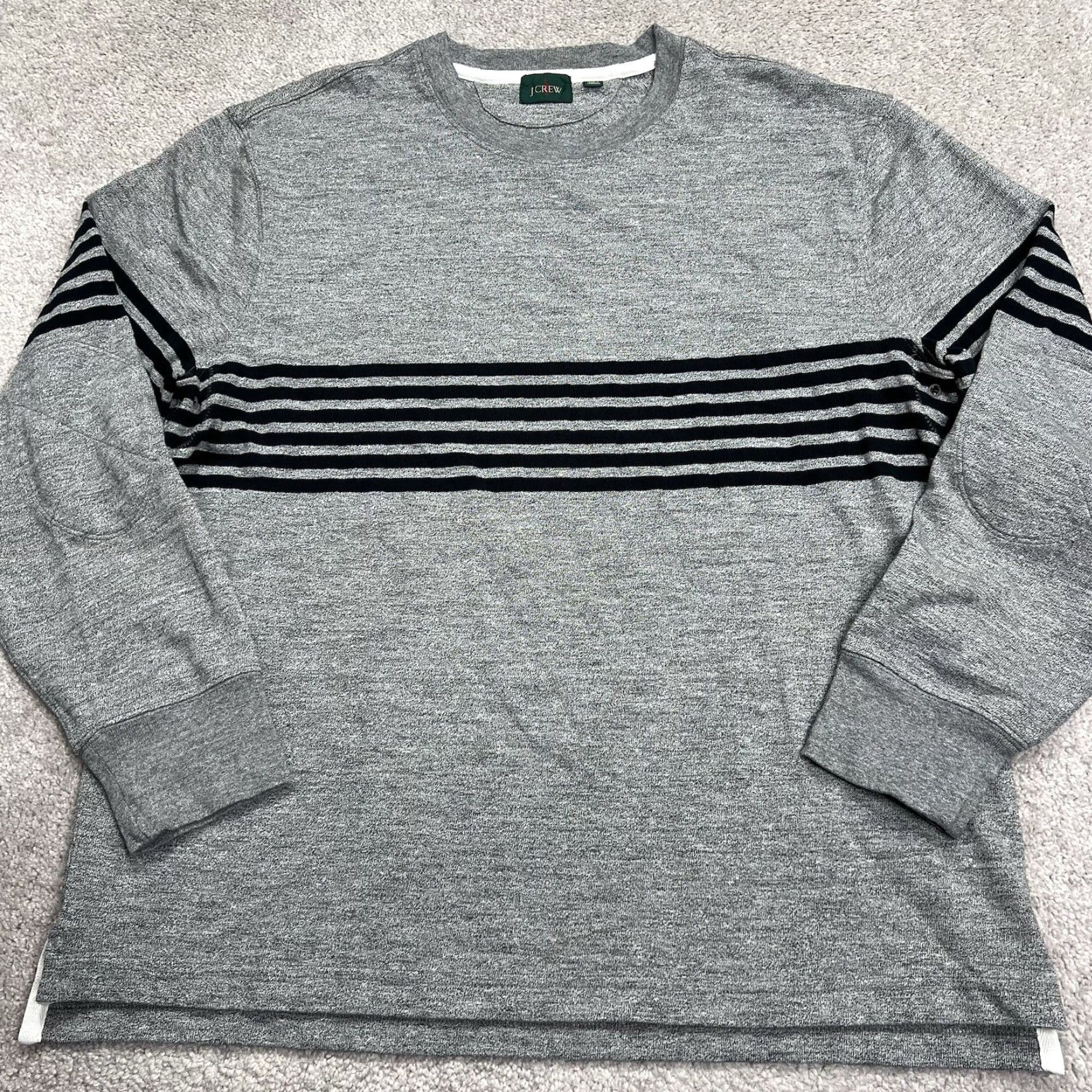 J.Crew J. Crew Oarsman Sweatshirt Mens Large Gray Stripe Rugby Crewneck Pullover Holiday? Size US L / EU 52-54 / 3 - 2 Thumbnail