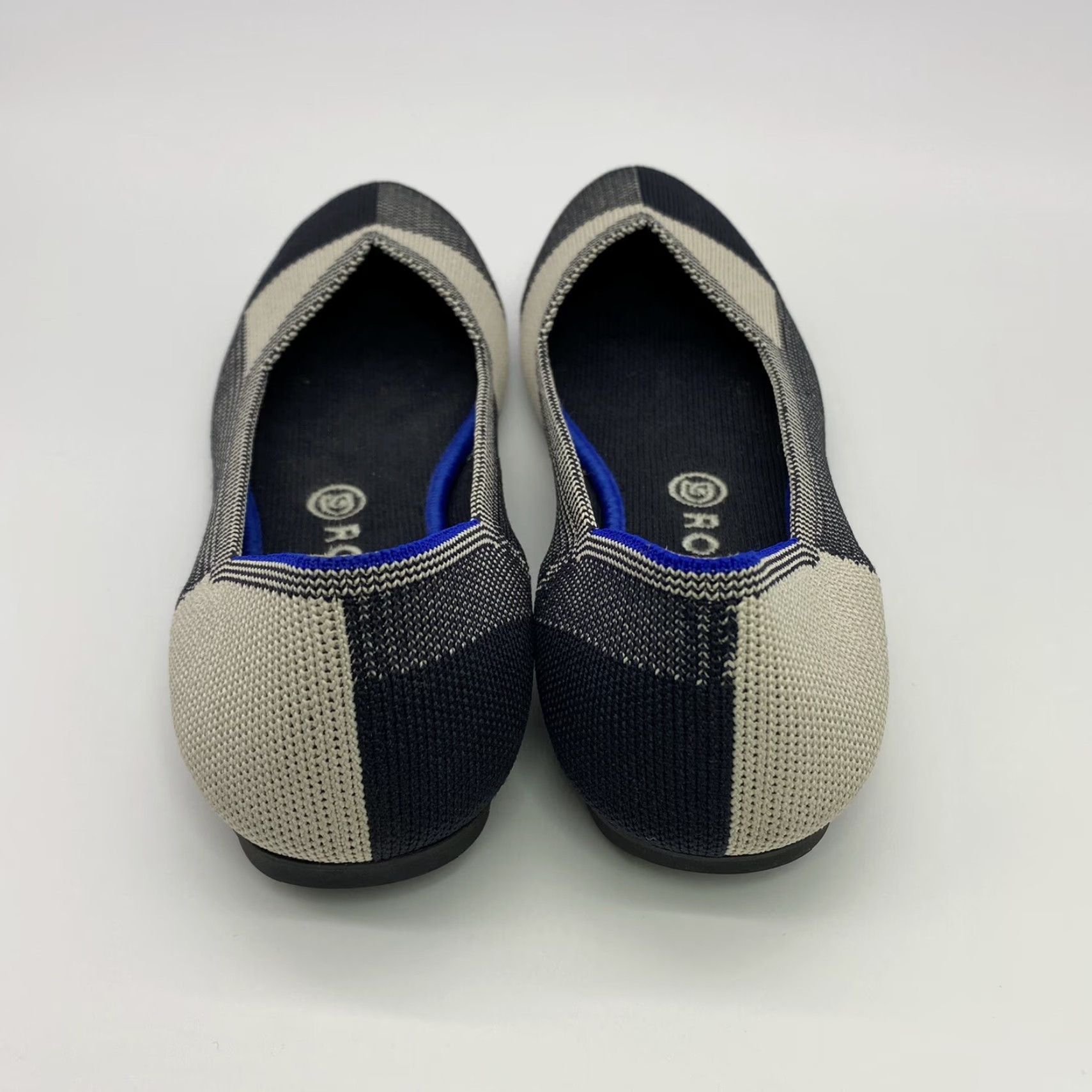 Rothy's ROTHY'S The Flat Round Toe Slip-On Ballet Flat Plaid Black/Cream Women 9 UK 40 EU 7 AU Cap Toe Recycled Material Vintage? No Size US 6.5 / IT 36.5 - 4 Thumbnail
