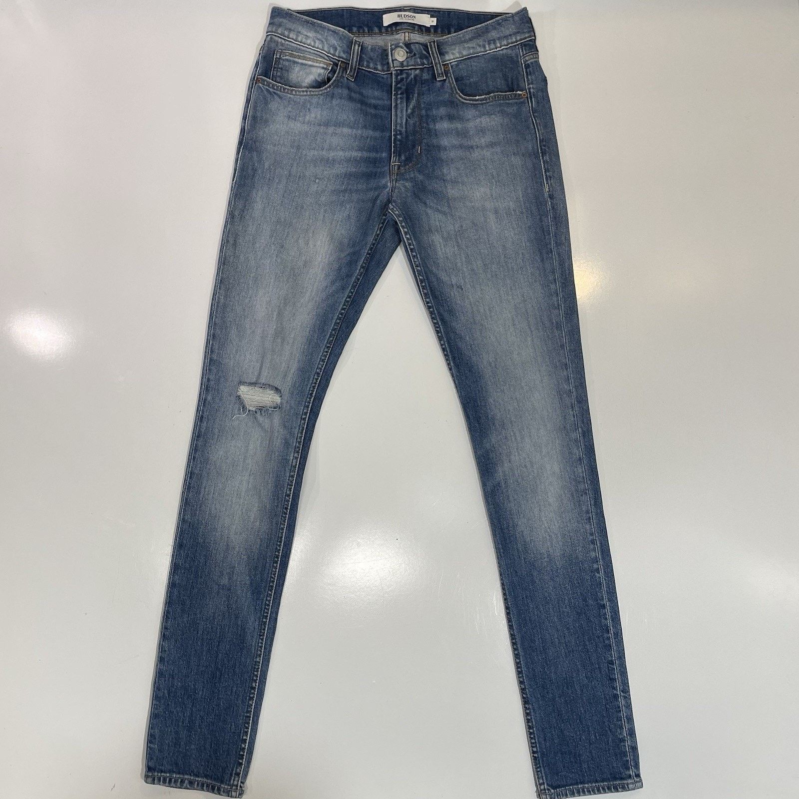 Hudson Hudson Light Wash Mens Zack Slim Fit Distressed Jeans 31x34 Size US 31 - 1 Thumbnail