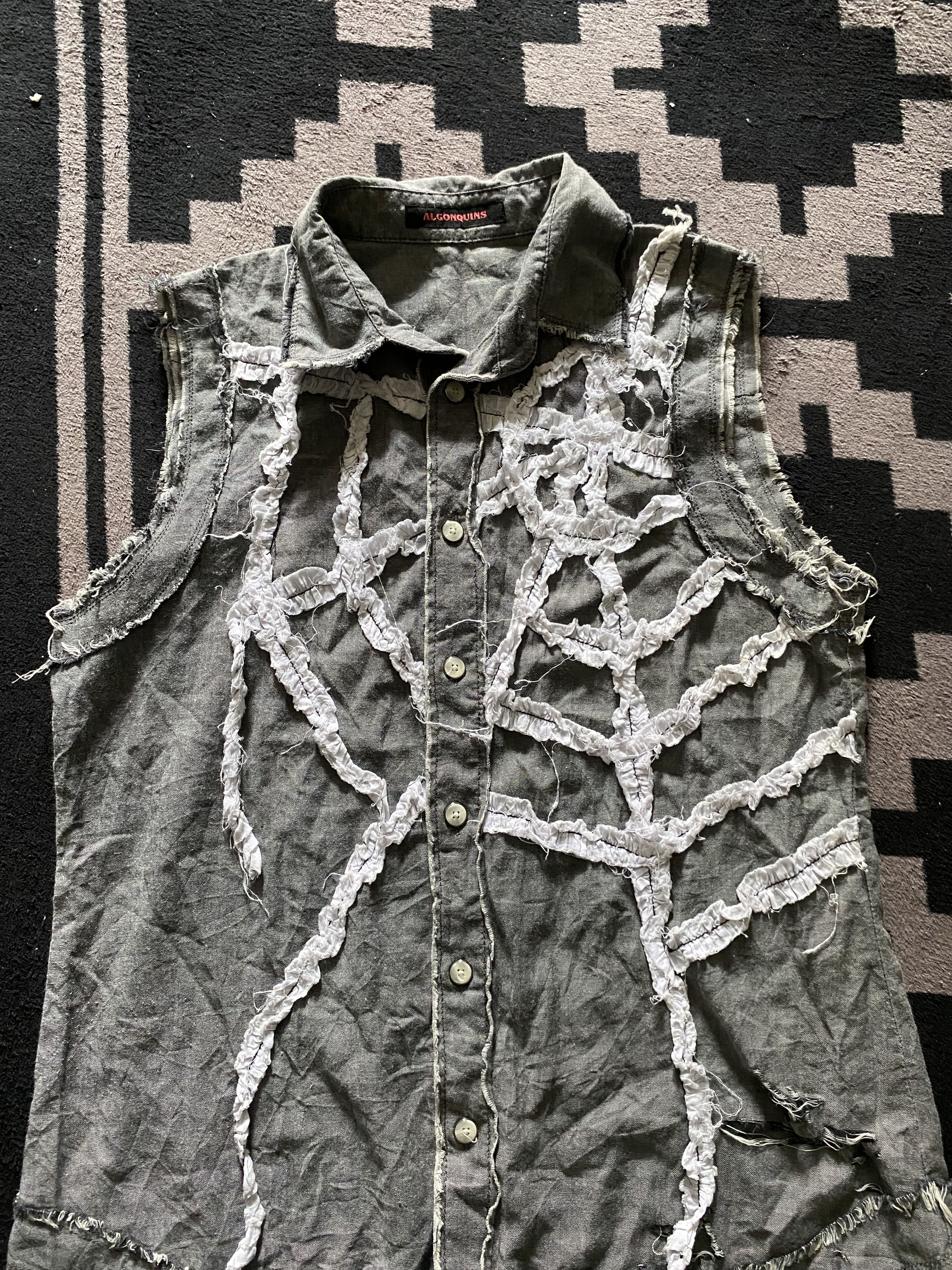 Japanese Brand algonquins patchwork spiderweb distressed button shirts Size US M / EU 48-50 / 2 - 2 Thumbnail