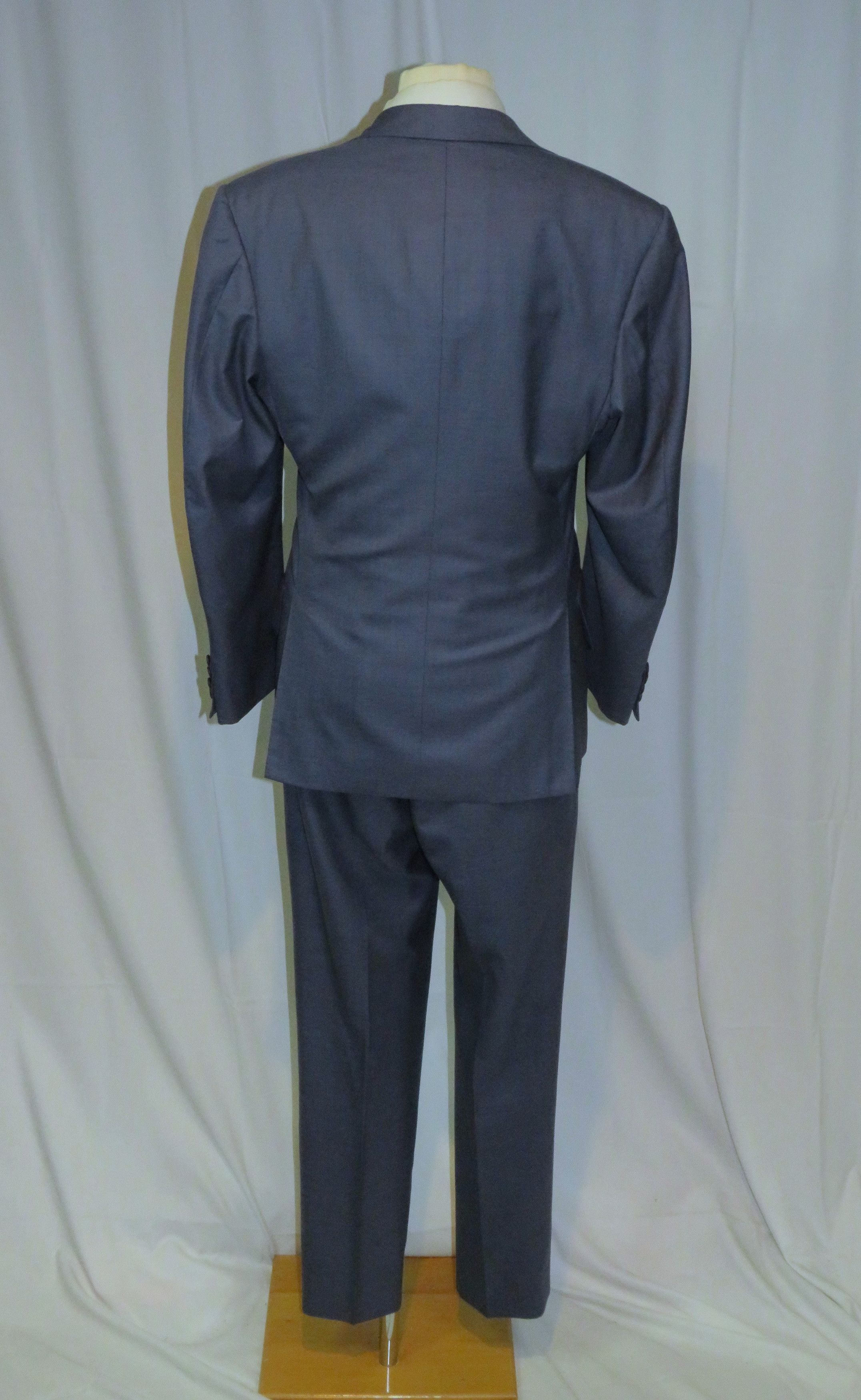 Huntsman Bespoke 2022 Solid Blue One Button Suit 34S Size 34S - 2 Thumbnail