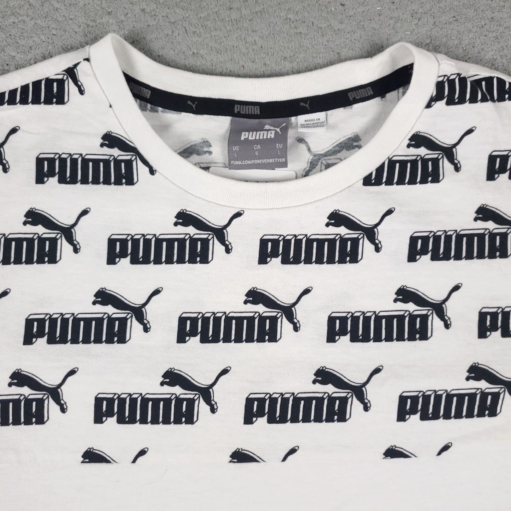 Puma PUMA T Shirt Mens L White Solid Logo Short Sleeve Crew Neck Casual Classic Sports Modern American Adults Mens Size US L / EU 52-54 / 3 - 2 Thumbnail
