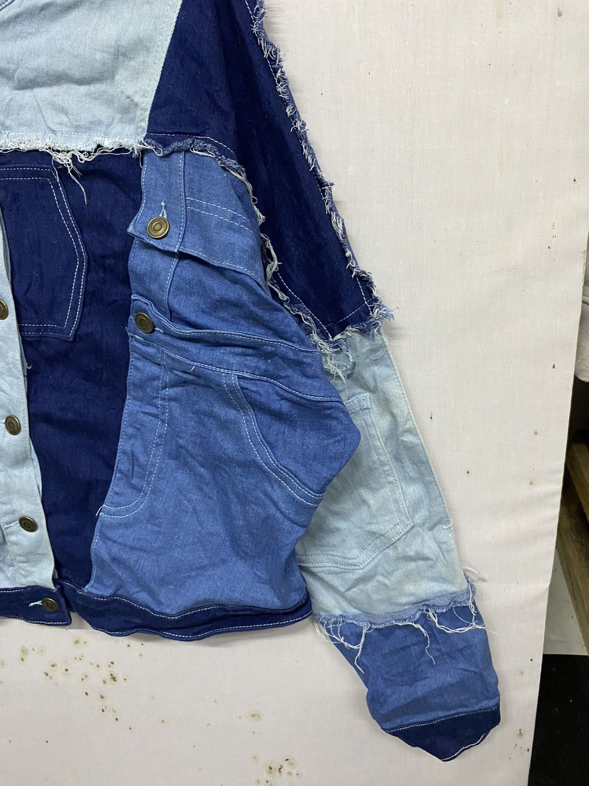 Vintage Blue Denim Patchwork Jeans Jacket Size L / US 10 / IT 46 - 7 Thumbnail