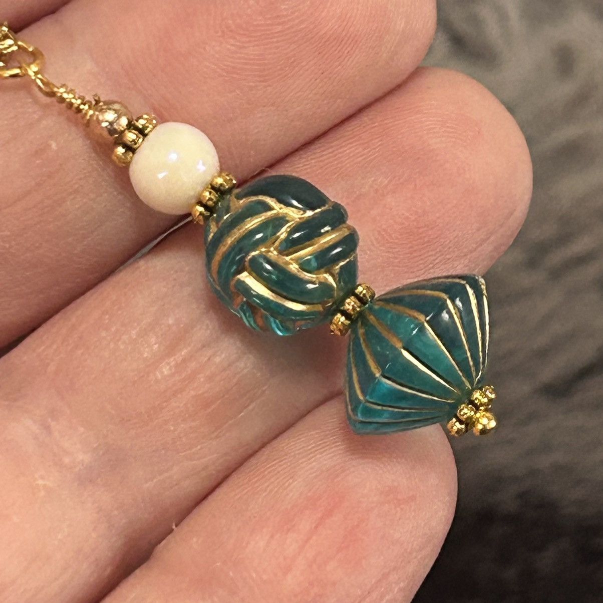 Handmade Handcrafted elegant art glass beaded pendant necklace Size ONE SIZE - 1 Thumbnail