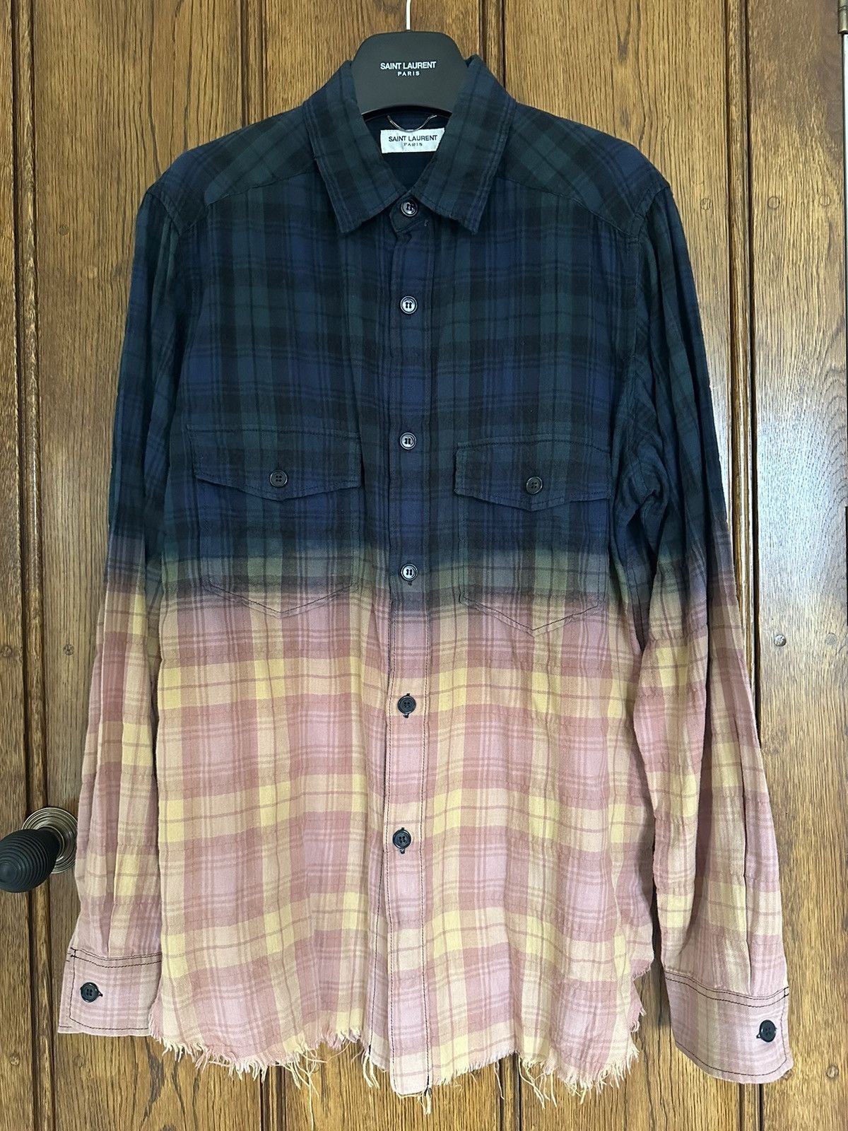 Saint Laurent Paris SS16 Saint Laurent surf sound bleached flannel 2 tone Hedi Size US L / EU 52-54 / 3 - 4 Thumbnail