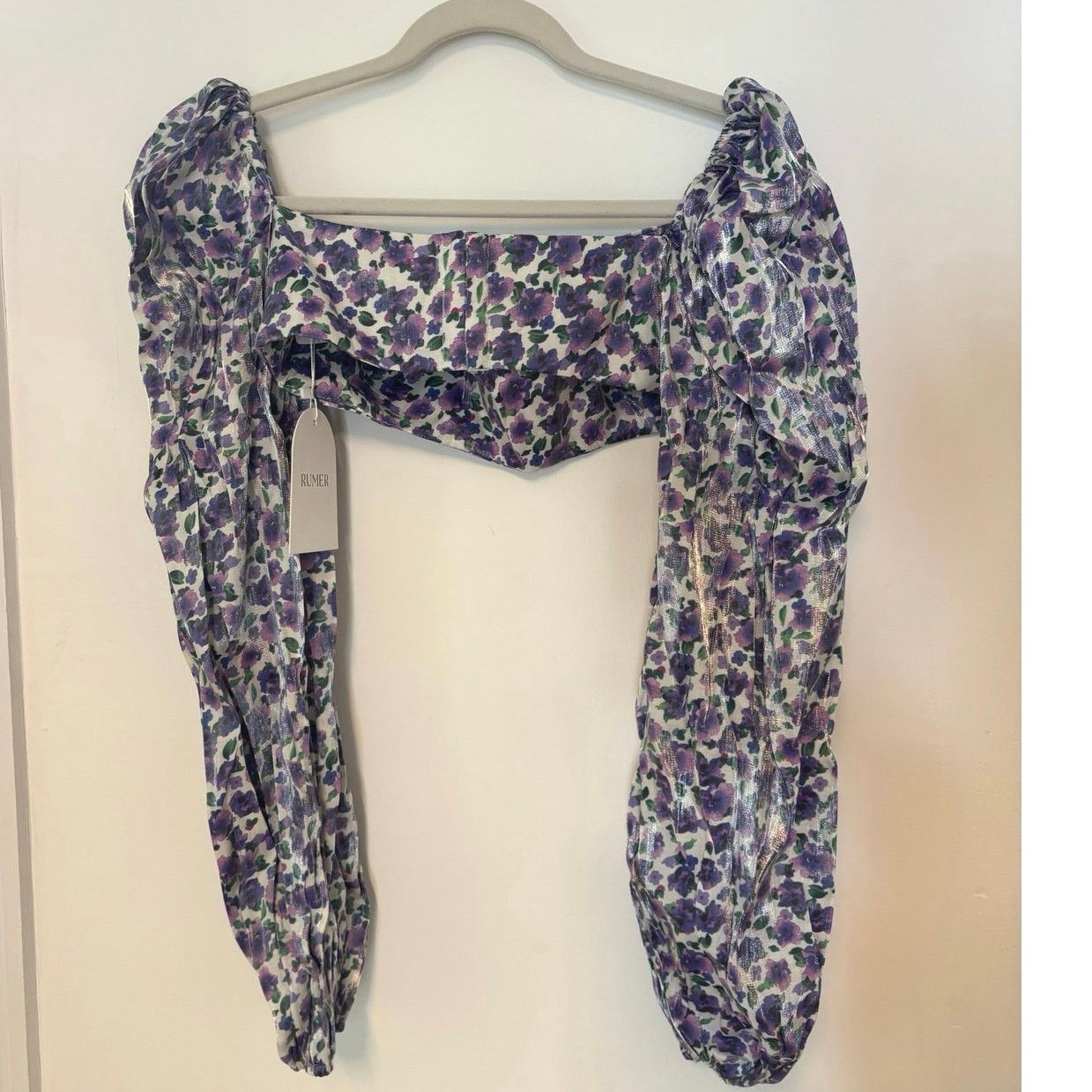 REVOLVE NWT Rumer Soraya Floral Crop Top Lilac Size Small Size S / US 4 / IT 40 - 9 Thumbnail
