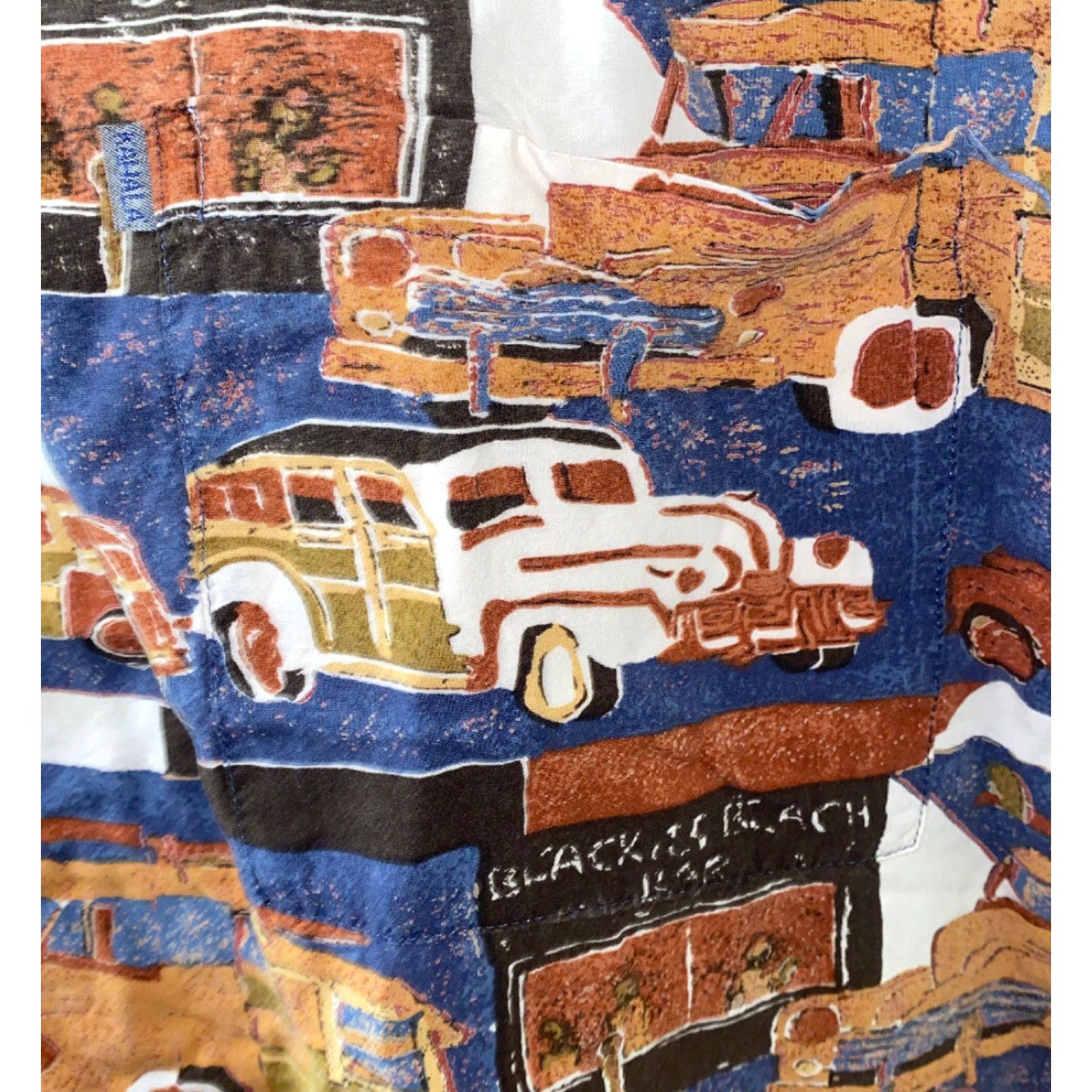 ALOHAS Kahala Mens Aloha Hawaiian Shirt Car Print 100% Rayon Size M Short Sleeve Button-Up Regular Mens Multicolor Size US M / EU 48-50 / 2 - 4 Thumbnail