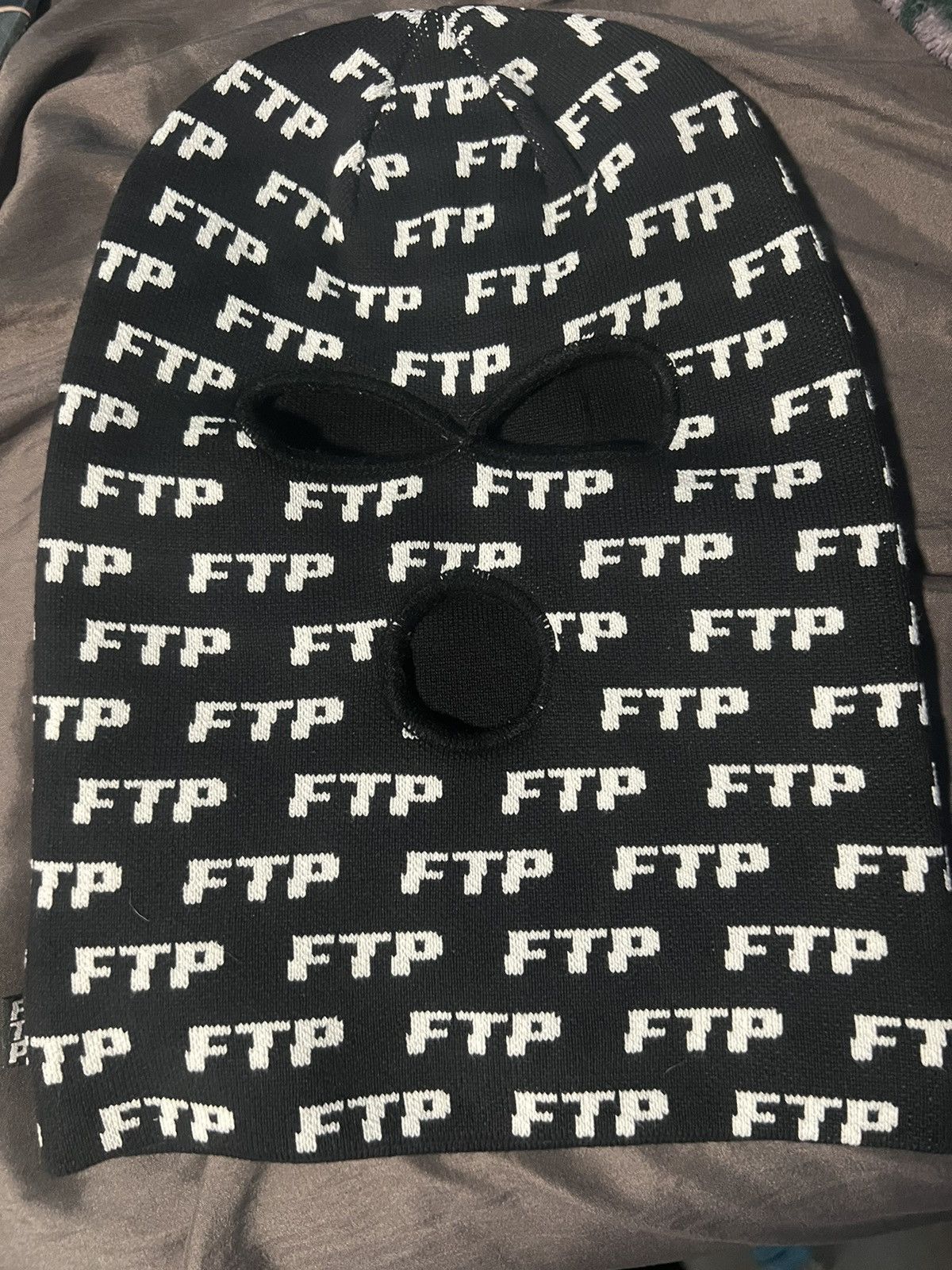 image of Fuck The Population Ftp Allover Logo Ski Mask(Black), Men's