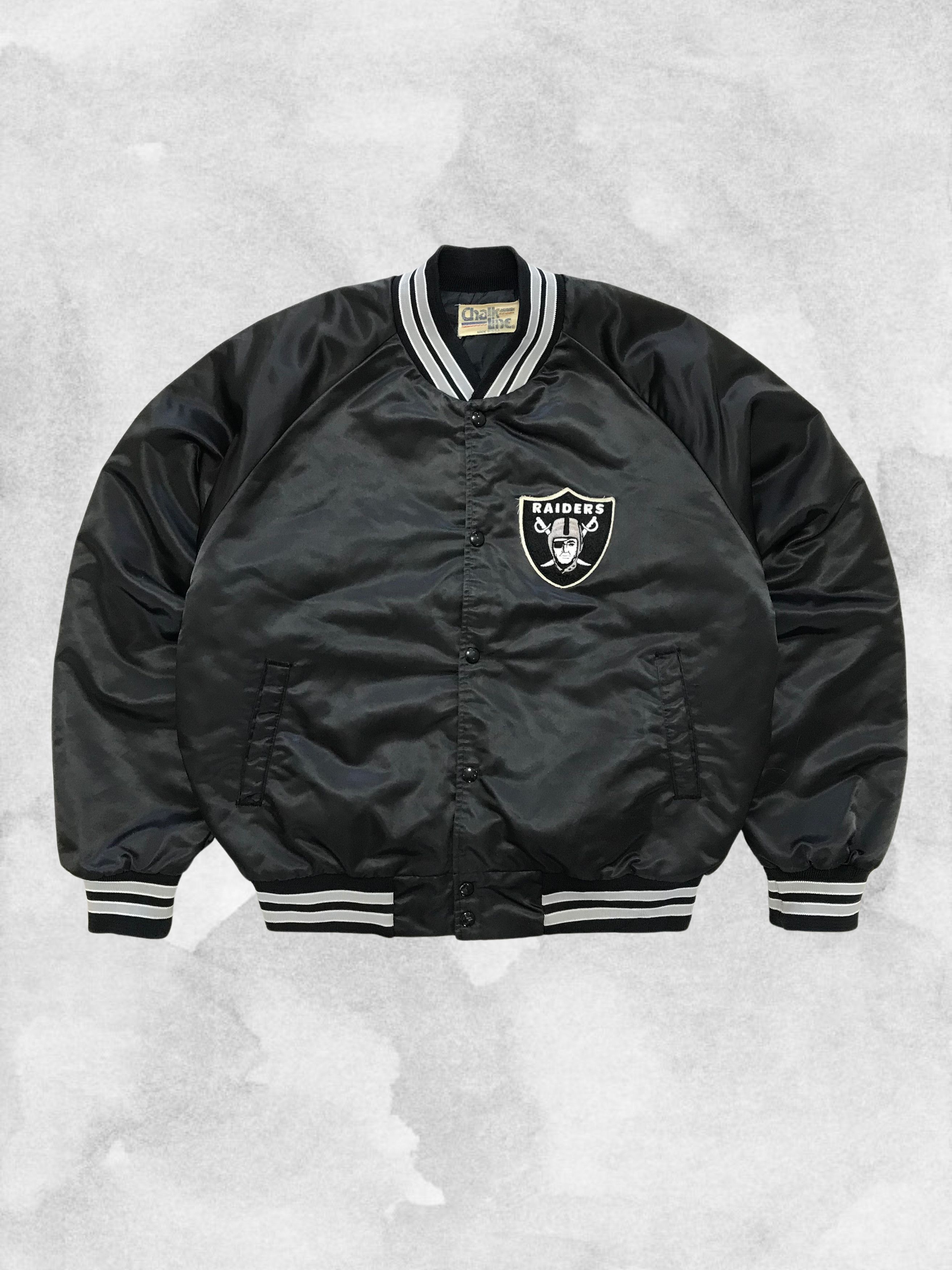 NFL RAIDERS Chalk Line NFL Vintage Bomber Satin Jacket 80s Rare Size US L / EU 52-54 / 3 - 1 Thumbnail