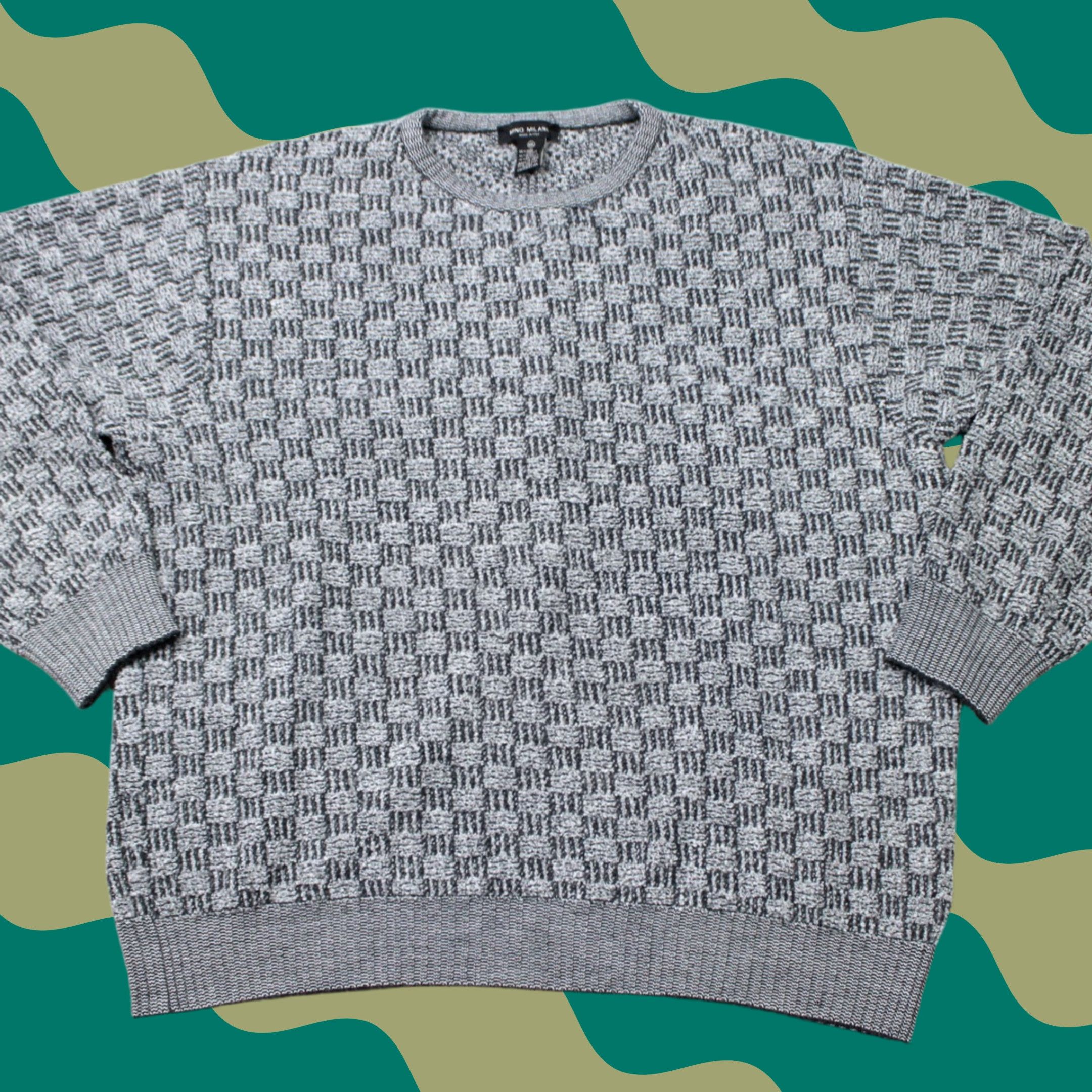 Vintage VINTAGE Mino Milano Sweater Mens 2XL Gray Wool/Acrylic/Nylon Crew Neck Pullover Knit Geometric 90s Italian Mens Size US XXL / EU 58 / 5 - 1 Thumbnail