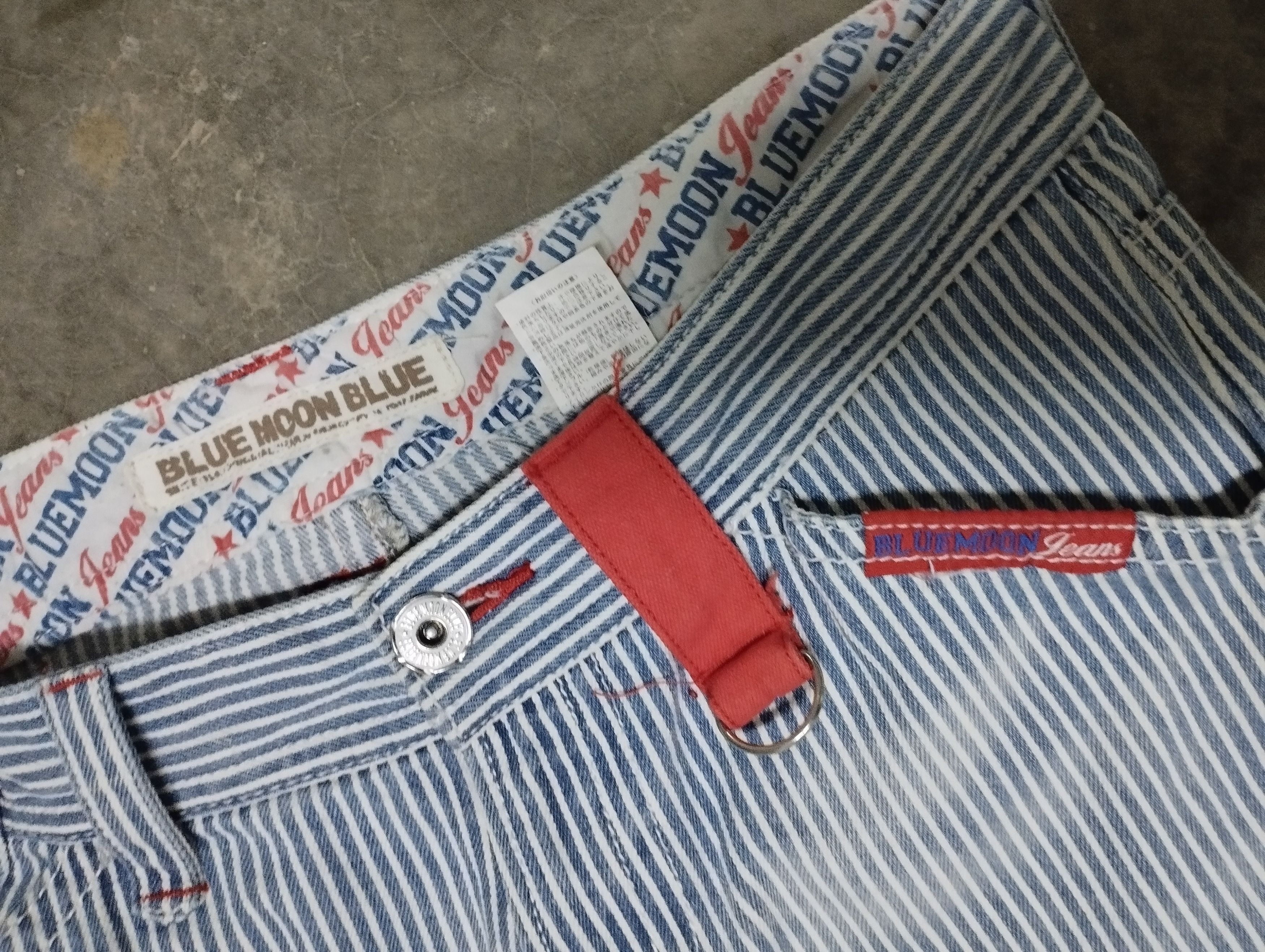 Tete Homme Japan Hickory Stripe Embroidery Cargo Blue Moon Blue Jeans Size US 32 / EU 48 - 8 Thumbnail