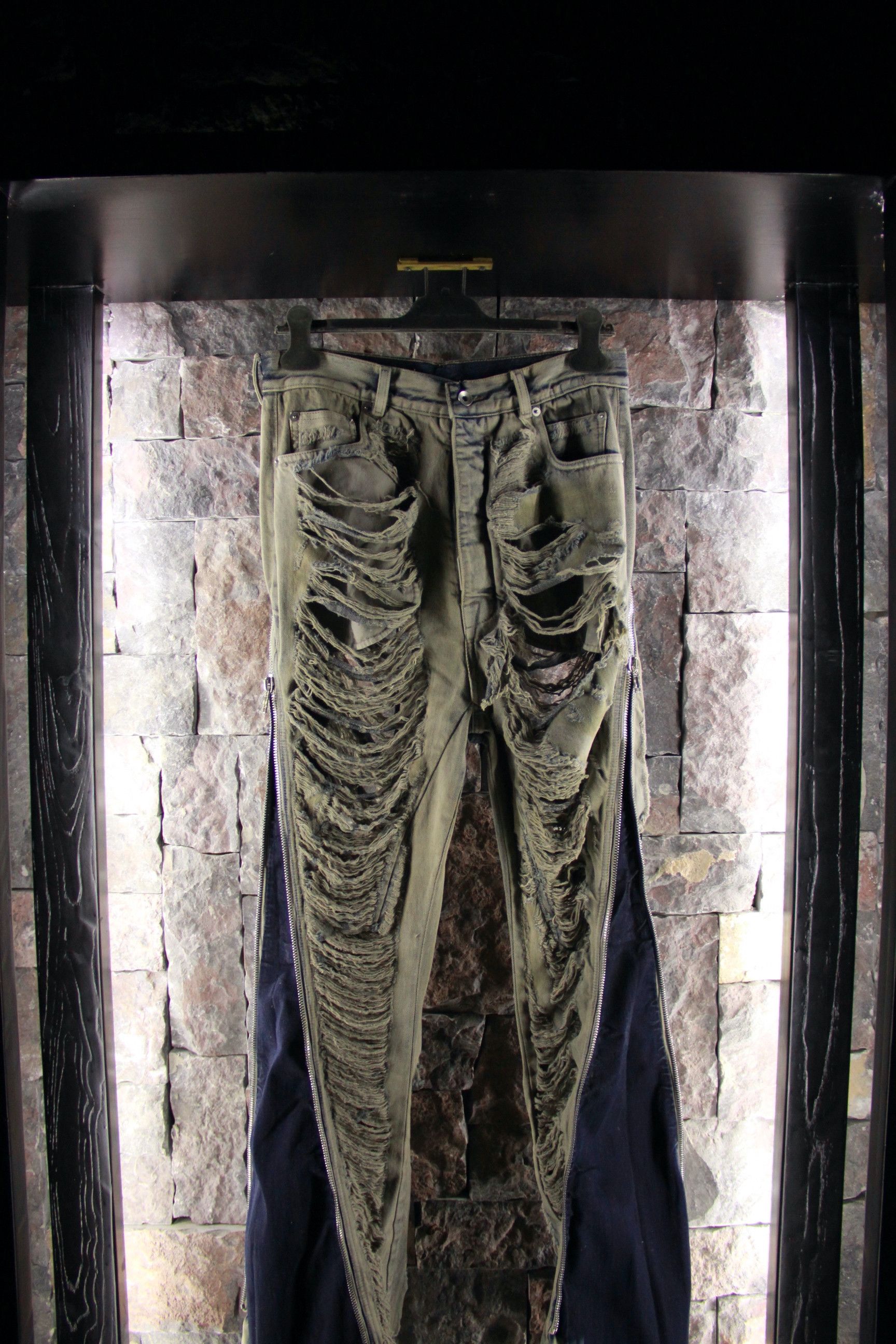 Rick Owens Drkshdw Rick Owens Bela Shredded Wide Leg Jeans Size US 34 / EU 50 - 1 Thumbnail