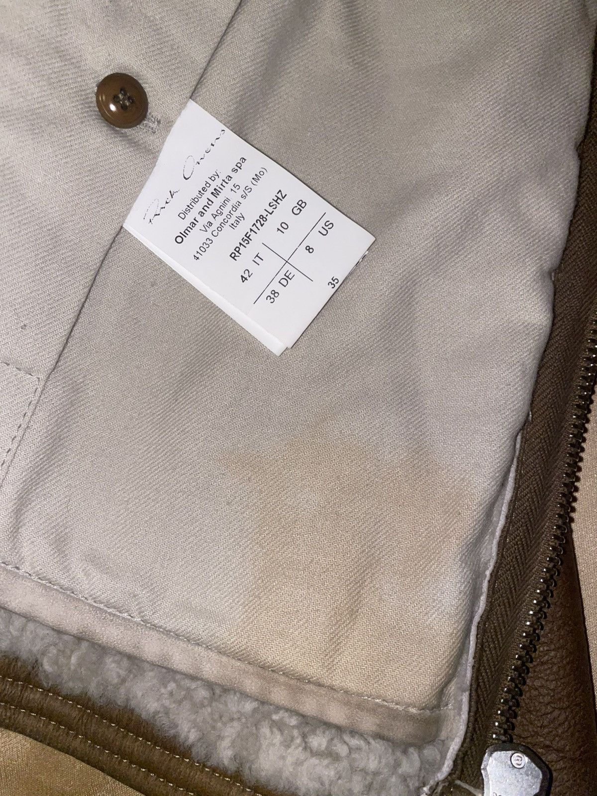 Rick Owens Shearling Leather Jacket