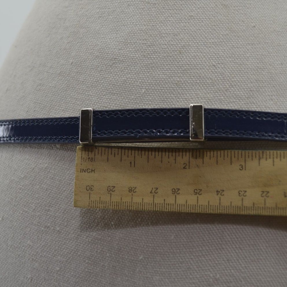 Other Navy Blue Skinny Dress Belt Faux Leather Minimalist Large Size ONE SIZE - 10 Thumbnail