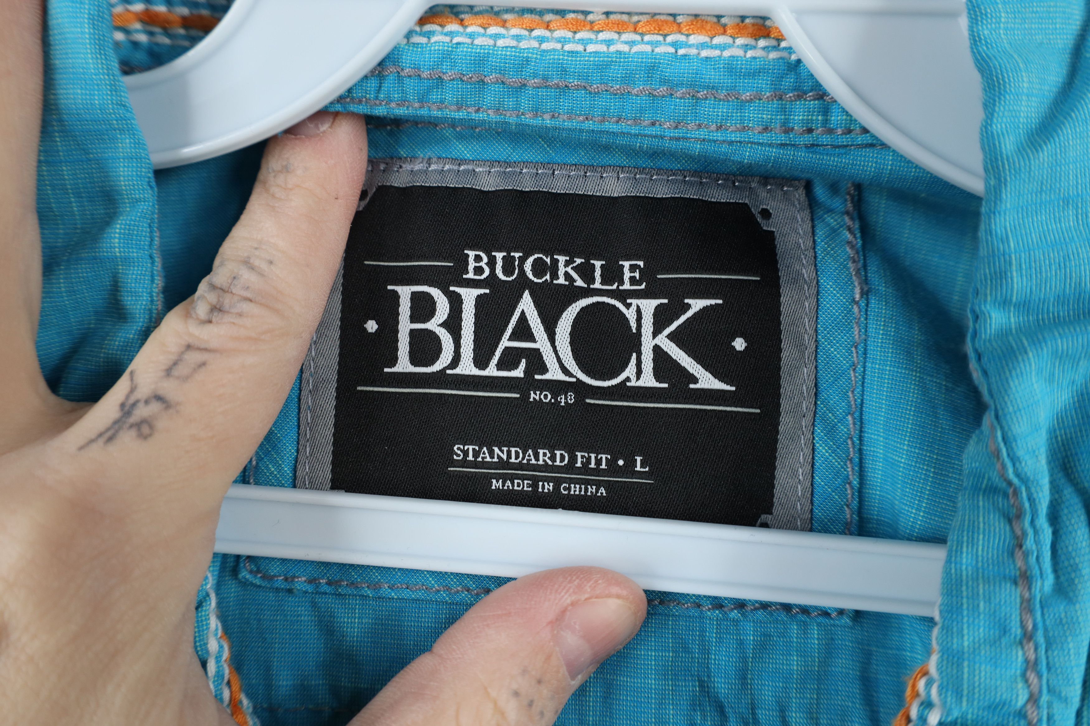 Vintage Buckle Black Western MMA Snap Button Collared Shirt Blue Size US L / EU 52-54 / 3 - 9 Thumbnail