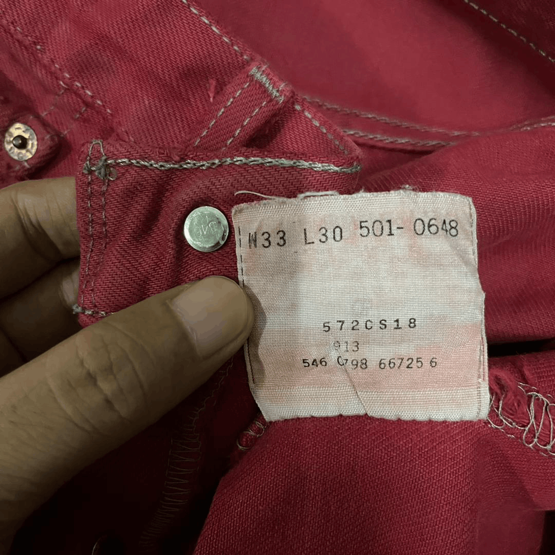 Levi's Vintage 90s Levis 501 Ripped Loose Red Jeans 33x30 Size US 33 - 9 Thumbnail