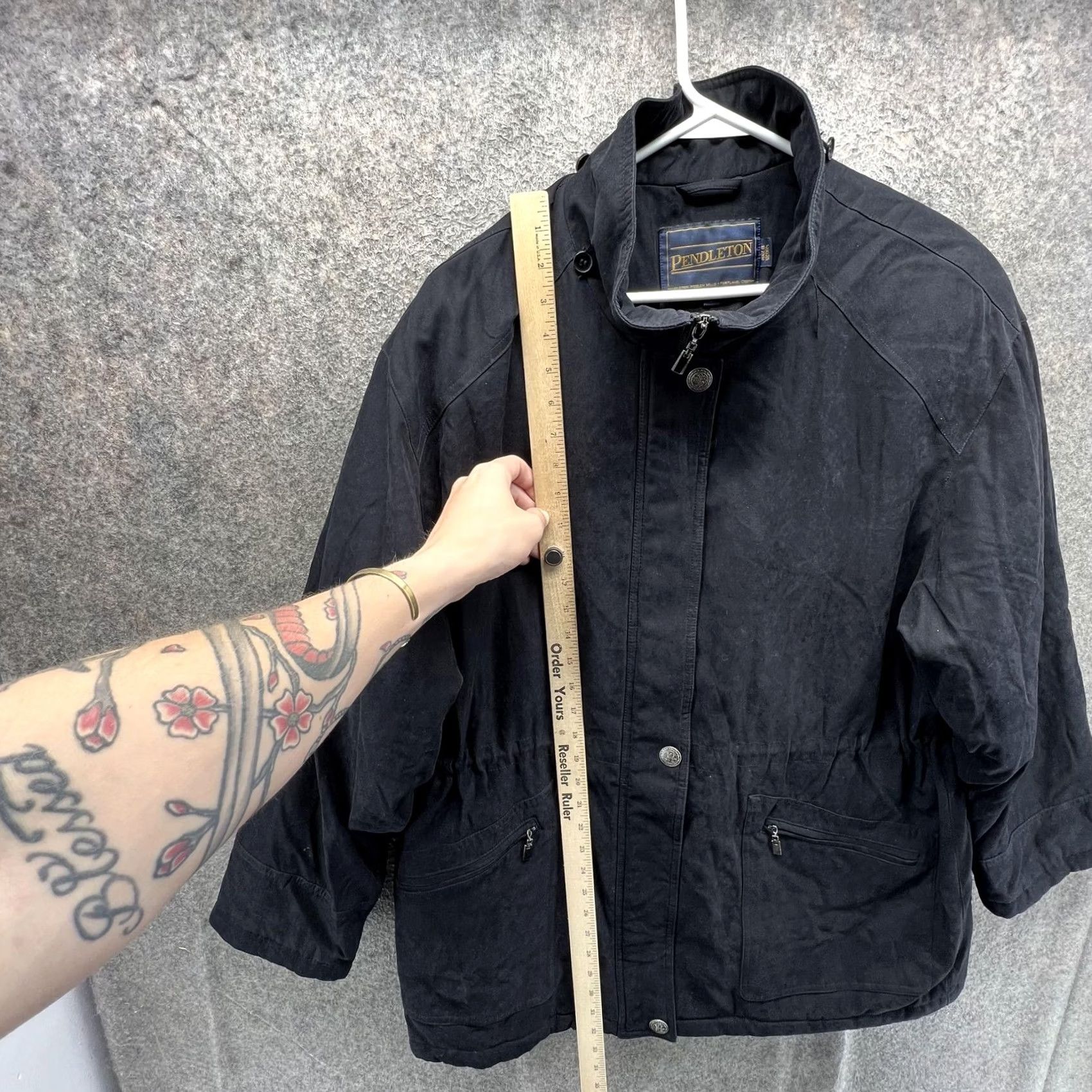 Pendleton VINTAGE Pendleton Jacket Womens Large Black Canvas Full Zip Collared Pockets Lined Size L / US 10 / IT 46 - 5 Thumbnail