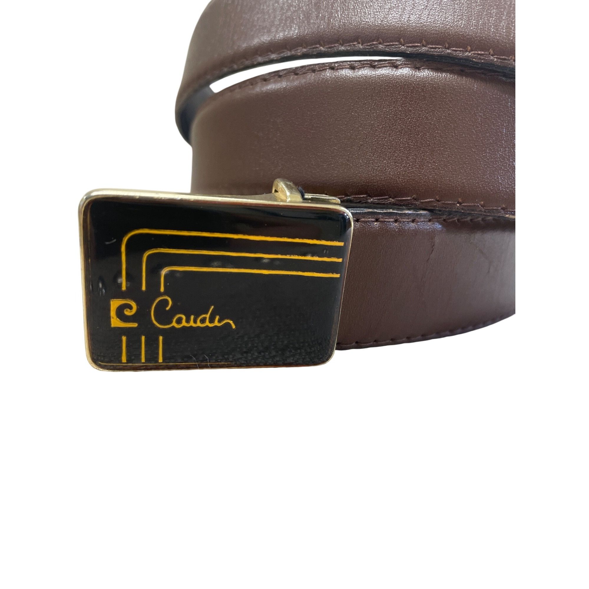 Pierre Cardin Pierre Cardin Mens Brown Leather Dress Belt 115 Gold Buckle Size ONE SIZE - 2 Thumbnail
