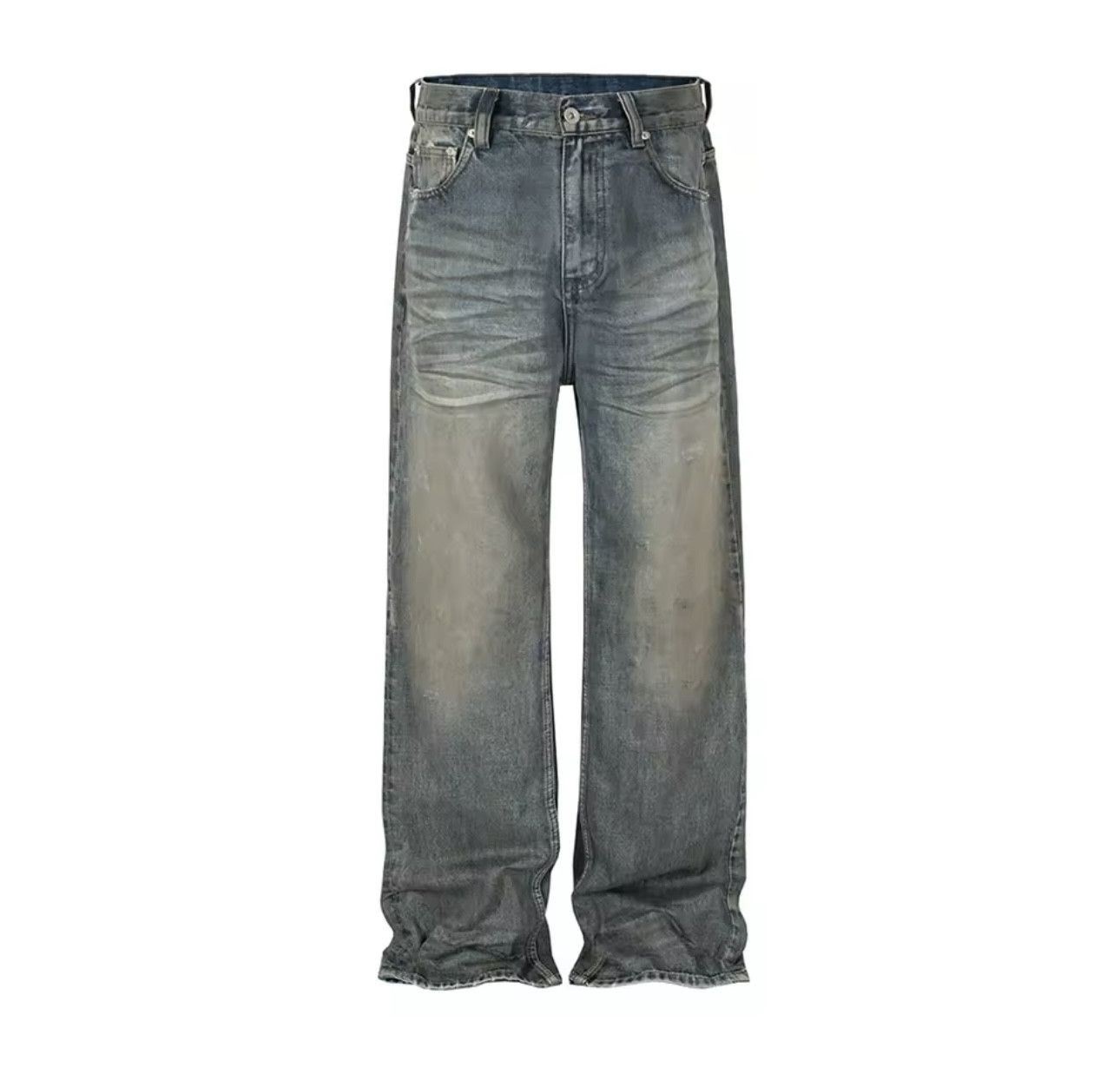 Denime × Jean Harajuku Streetwear Washed Dirty Baggy Blue Jeans Size US 32 / EU 48 - 5 Thumbnail