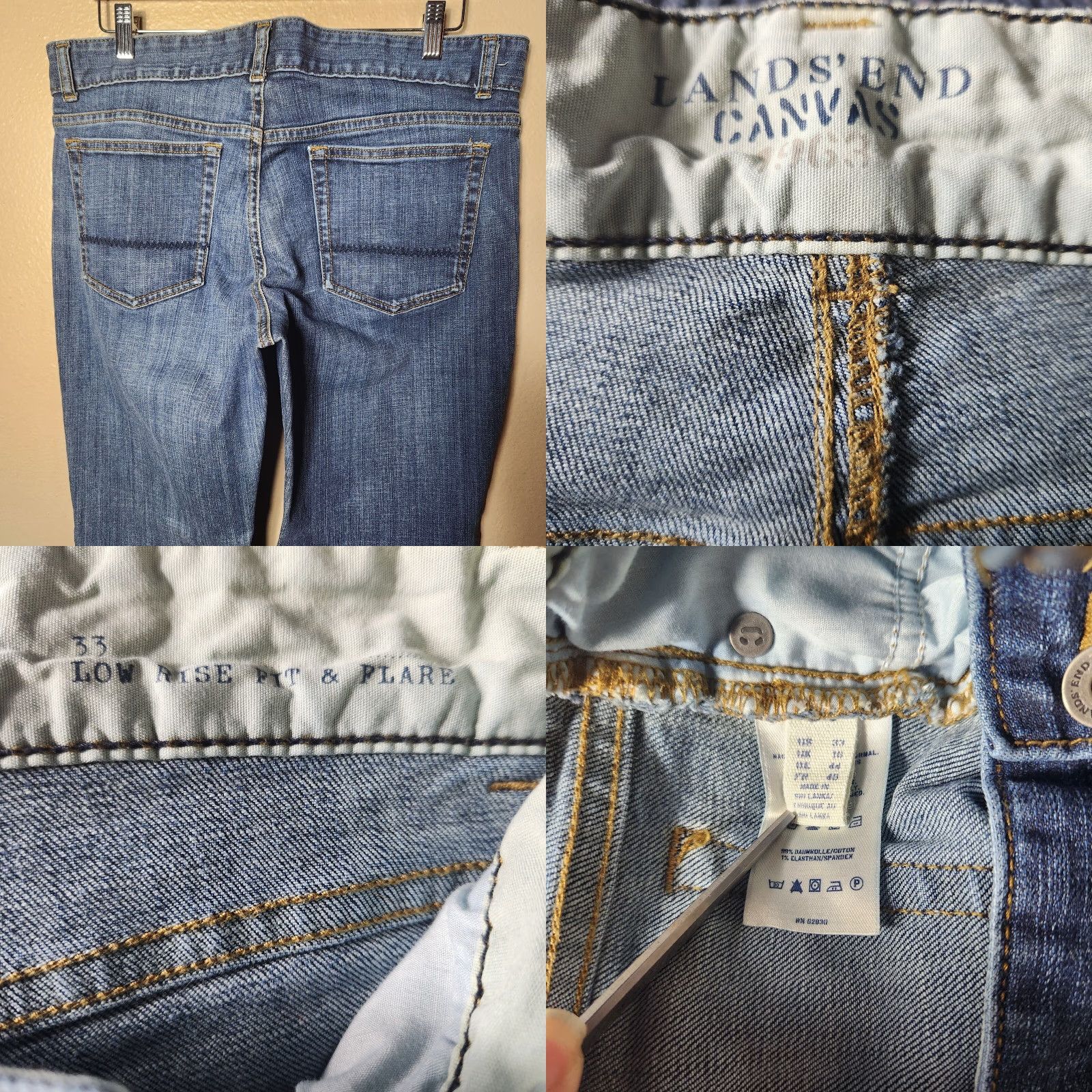 Lands' End VINTAGE Lands' End Womens Fit & Flare Medium Wash Blue Jeans-Size 16/33 Size 24" / US 00 / IT 34 - 8 Thumbnail