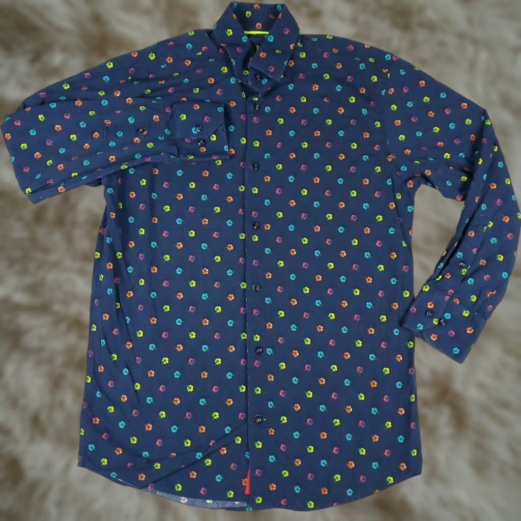 Luchiano Visconti Luchiano Visconti Shirt Mens Size Small Blue Floral Casual Button Up Long Sleeve Size US S / EU 44-46 / 1 - 1 Thumbnail