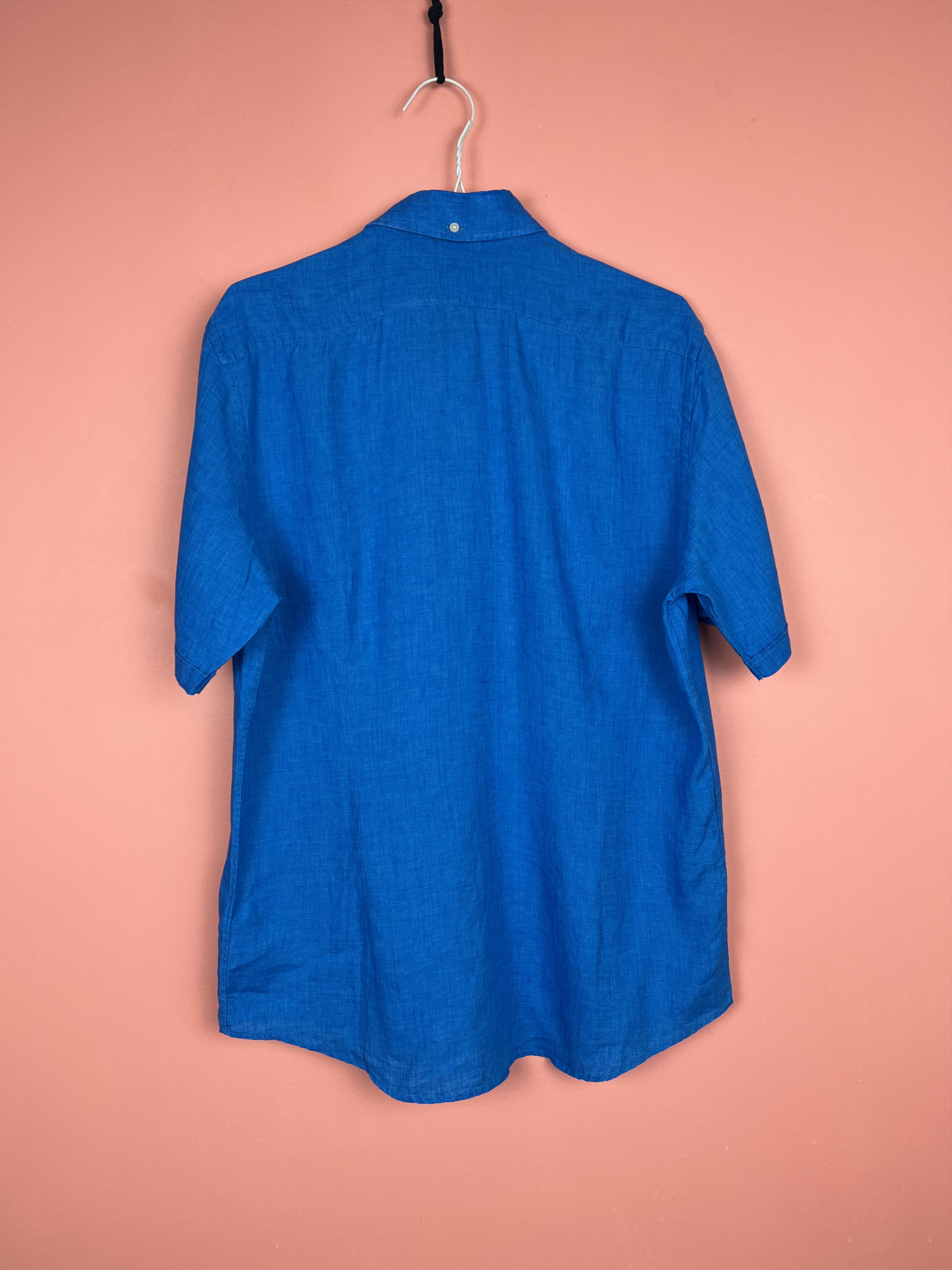 Eton Eton blue linen short sleeve shirt linen button ups luxury Size US M / EU 48-50 / 2 - 2 Thumbnail