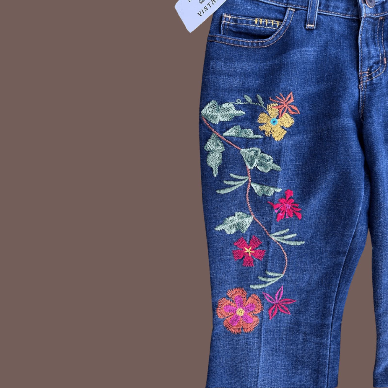 Gap VTG Y2K Flare Jeans | GAP Embroidered Boho | Size 6 Size 28" / US 6 / IT 42 - 6 Thumbnail