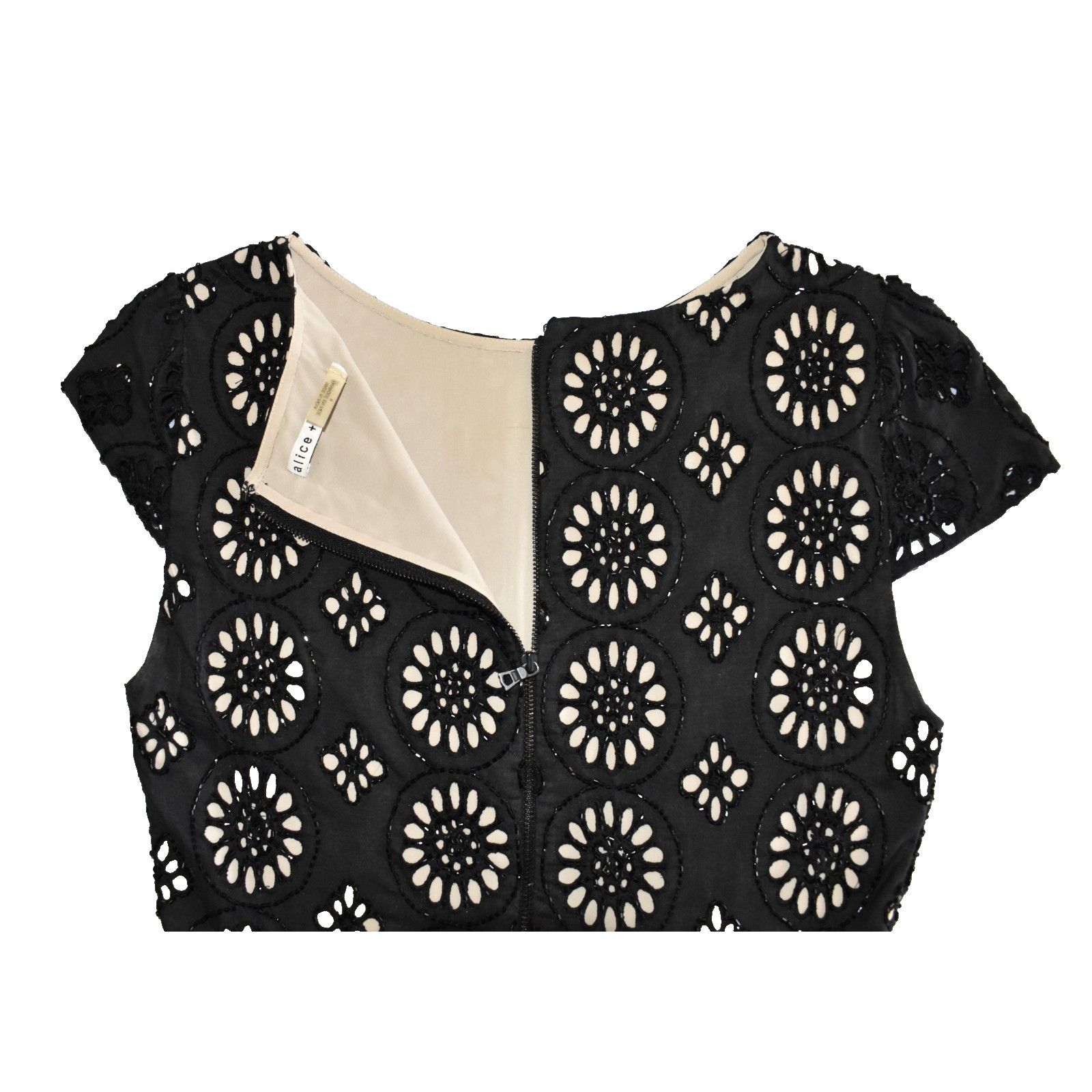 Alice + Olivia ALICE + OLIVIA Sonny Black Floral Beaded Eyelet Dress Size 8 Size M / US 6-8 / IT 42-44 - 5 Thumbnail