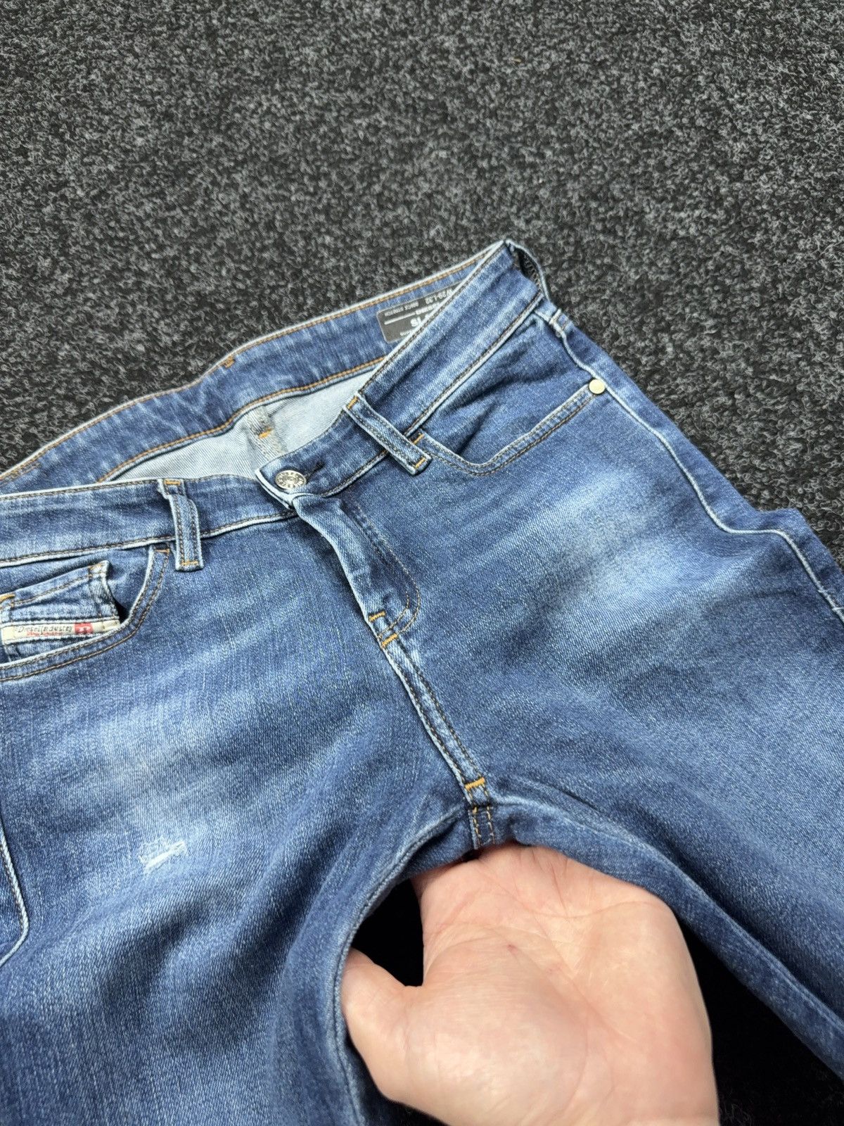 Diesel 00s Y2K Diesel Luxury Slandy Super Skinny Dark Wash Jeans Size 29" - 7 Thumbnail