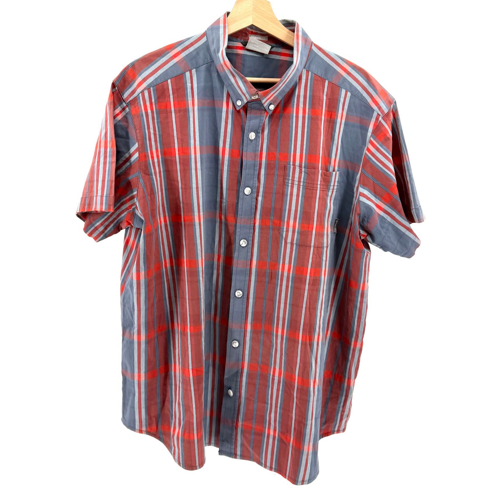 Columbia Red Plaid Gorpcore Utility Short Sleeve Button Down Shirt Size US XL / EU 56 / 4 - 1 Thumbnail