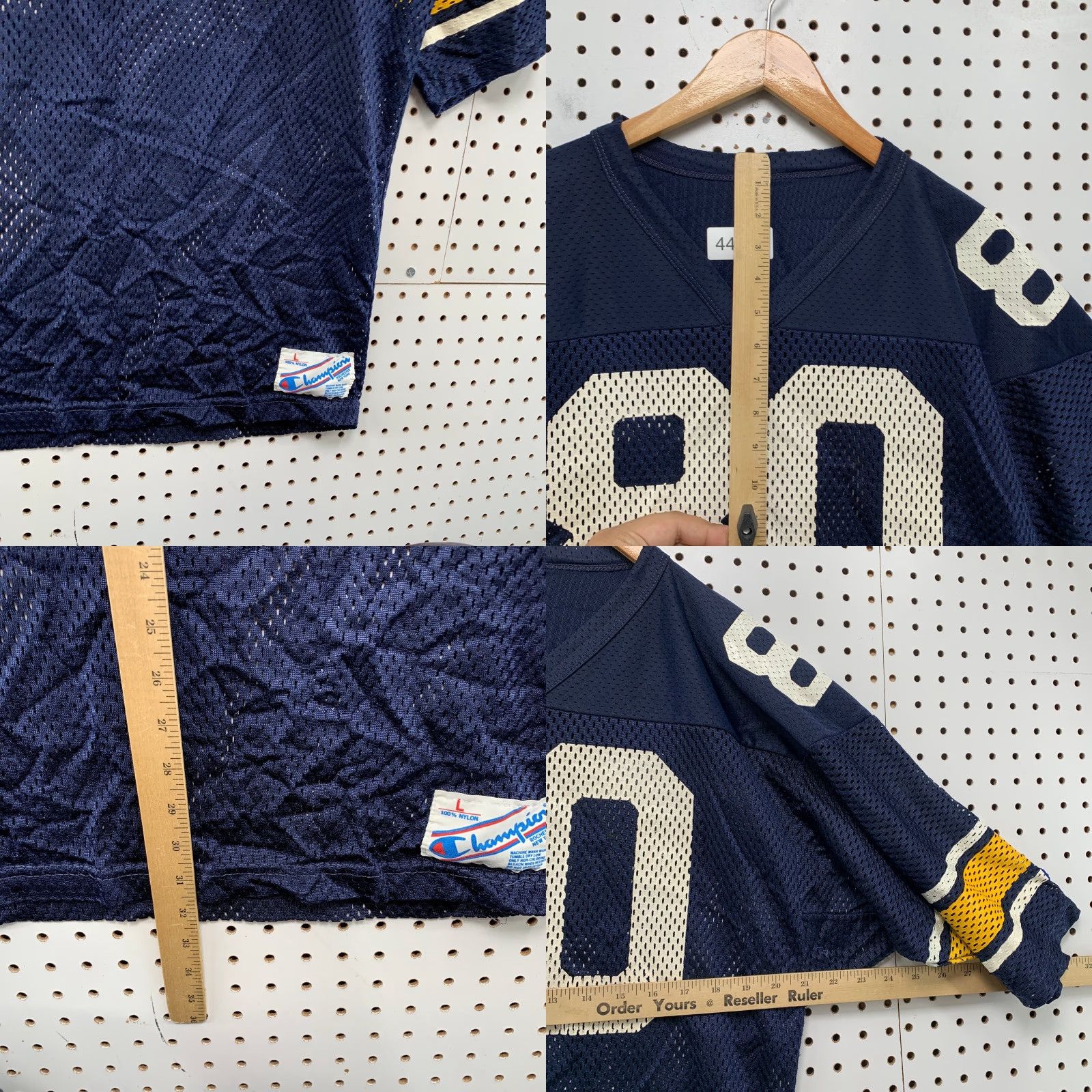 Champion VINTAGE Champion Football Jersey Mens L Blue #80 Navy Blue Yellow 80s USA Shirt Mens L Blue 80s Football Jersey Size US L / EU 52-54 / 3 - 8 Thumbnail