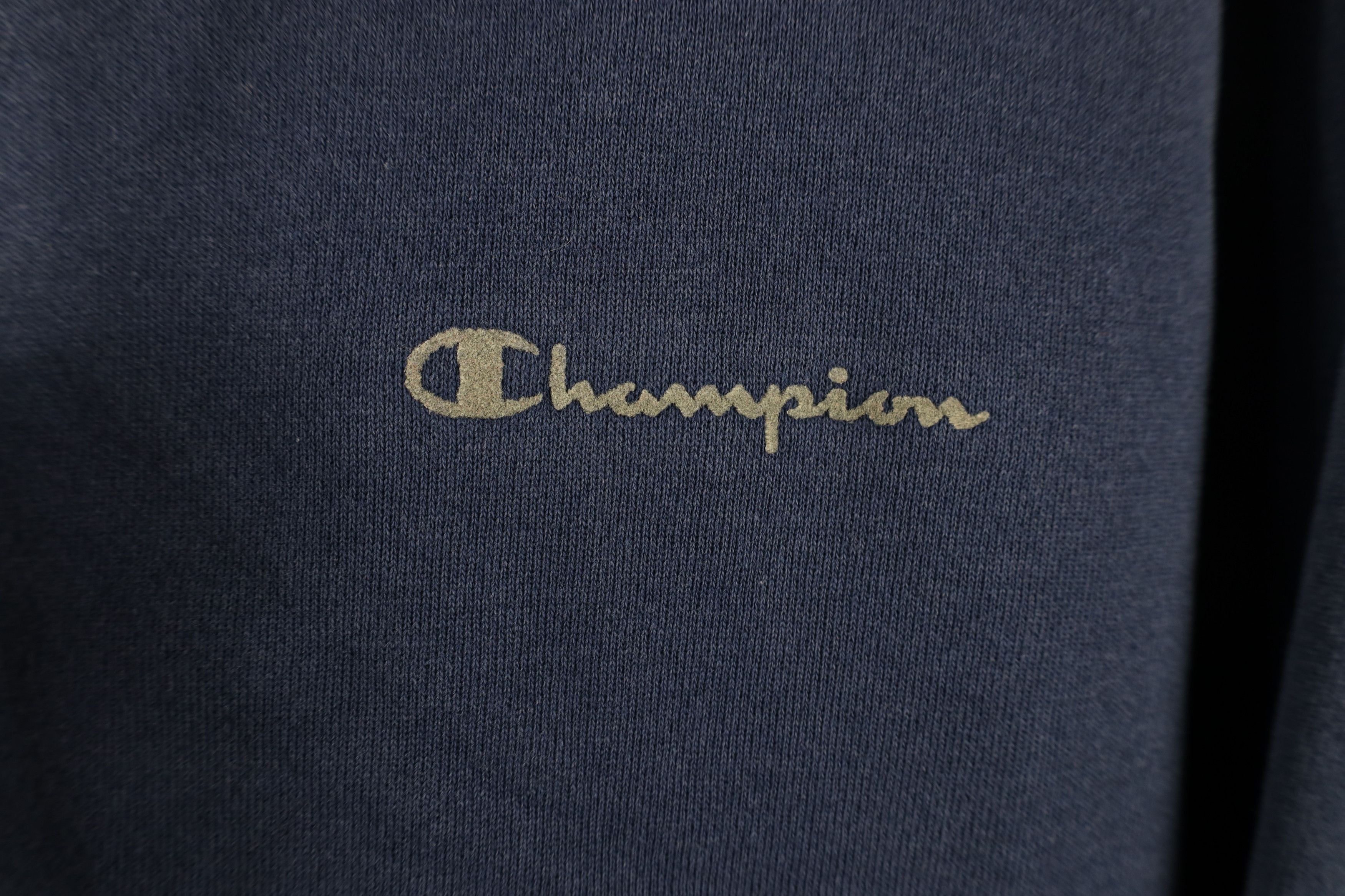 Champion Vintage 90s Champion Spell Out Hoodie Sweatshirt Navy Blue Size US XL / EU 56 / 4 - 4 Thumbnail