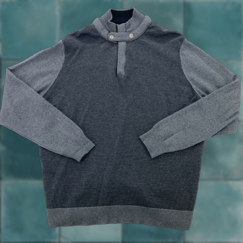 Vintage Thomas Dean Mens Gray 2 Tone Sweater 100% Extra Fine Merino Wool Italian Size XL Size US XL / EU 56 / 4 - 1 Thumbnail