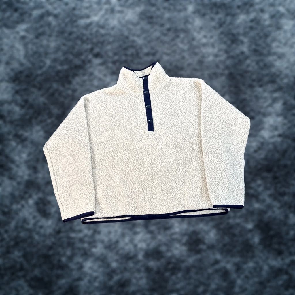 J.Crew J. Crew Nordic Sherpa Fleece Half Zip Pullover Mens M Ivory Deep Pile Jacket Size US M / EU 48-50 / 2 - 1 Thumbnail