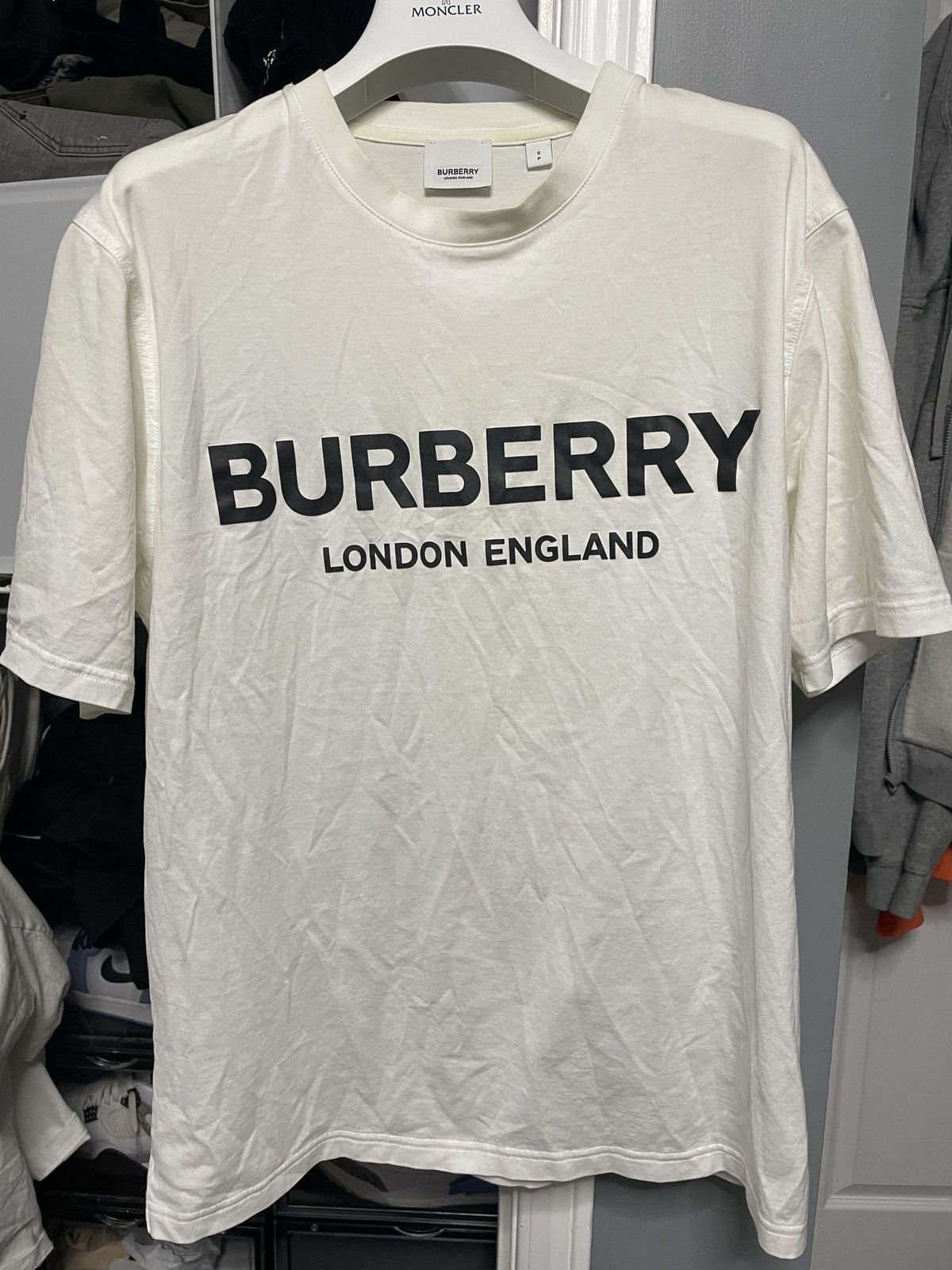 Burberry reissued 1994 blue logo t shirt white Grailed