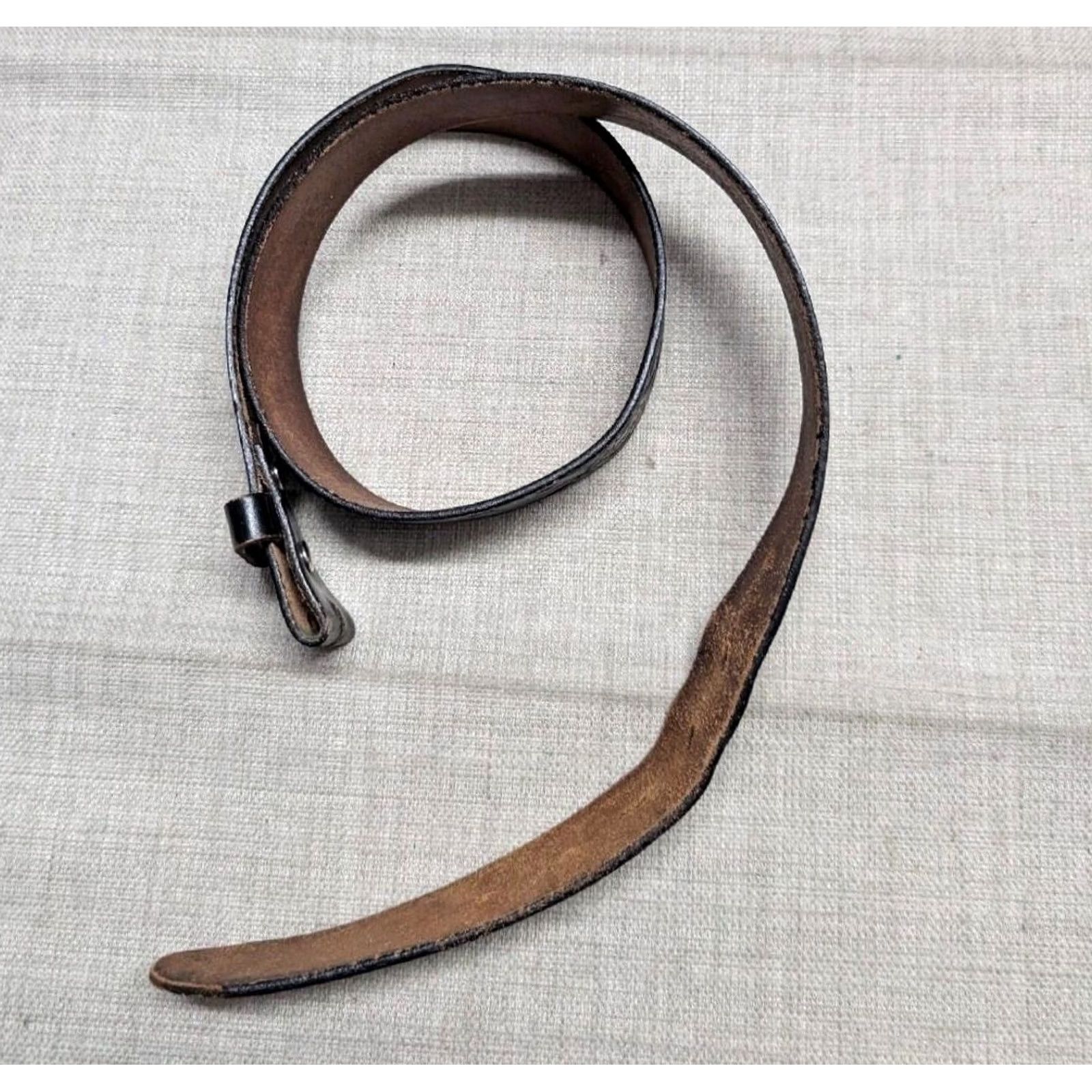 Vintage VINTAGE handcrafted USA made TOOLED belt western belt 36 leather steerhide floral buckle western Mens Black 36 Size 36 - 5 Thumbnail