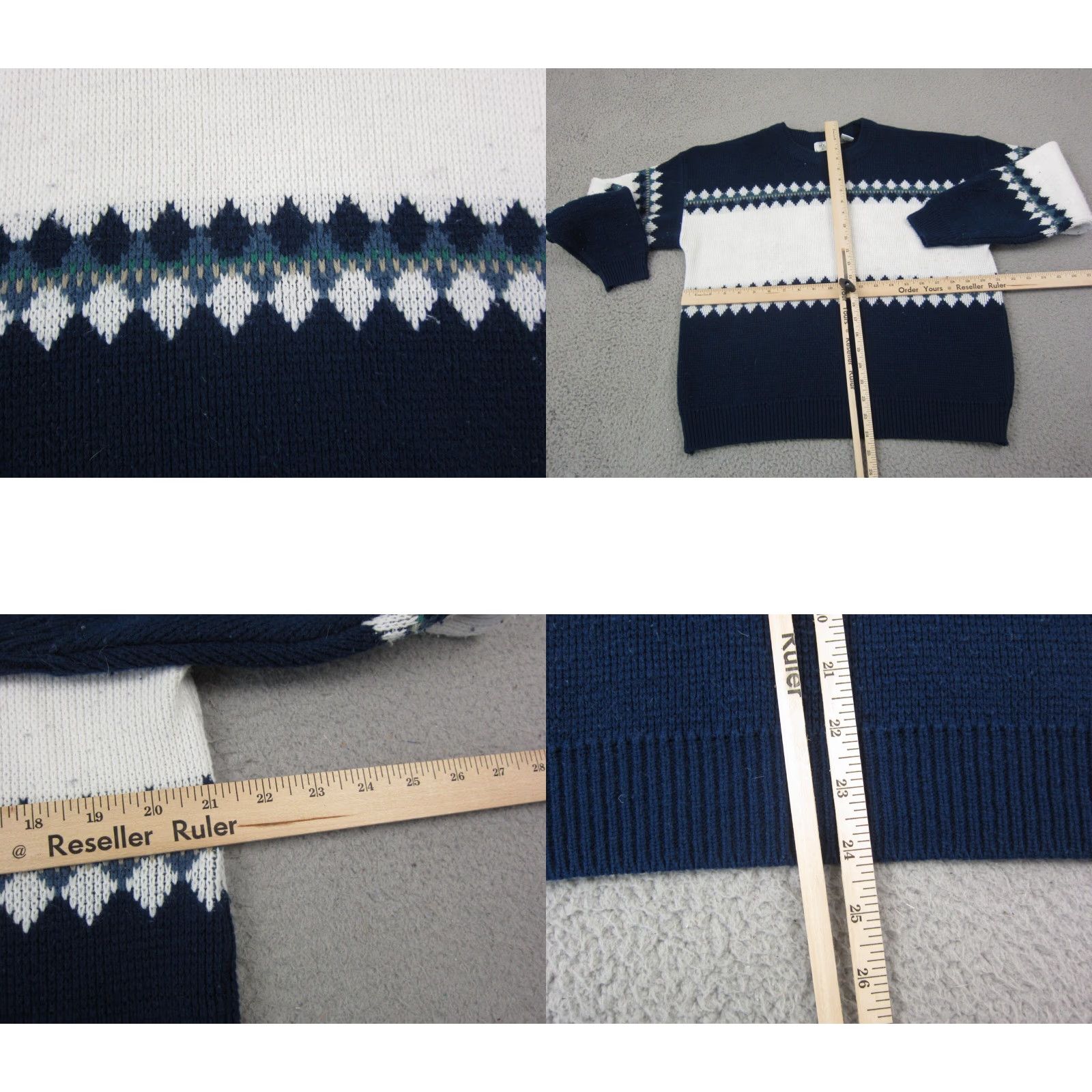 Sears VINTAGE Sears Sweater L Blue Fair Isle Acrylic 90s Chunky Pullover Mens Size US L / EU 52-54 / 3 - 8 Thumbnail
