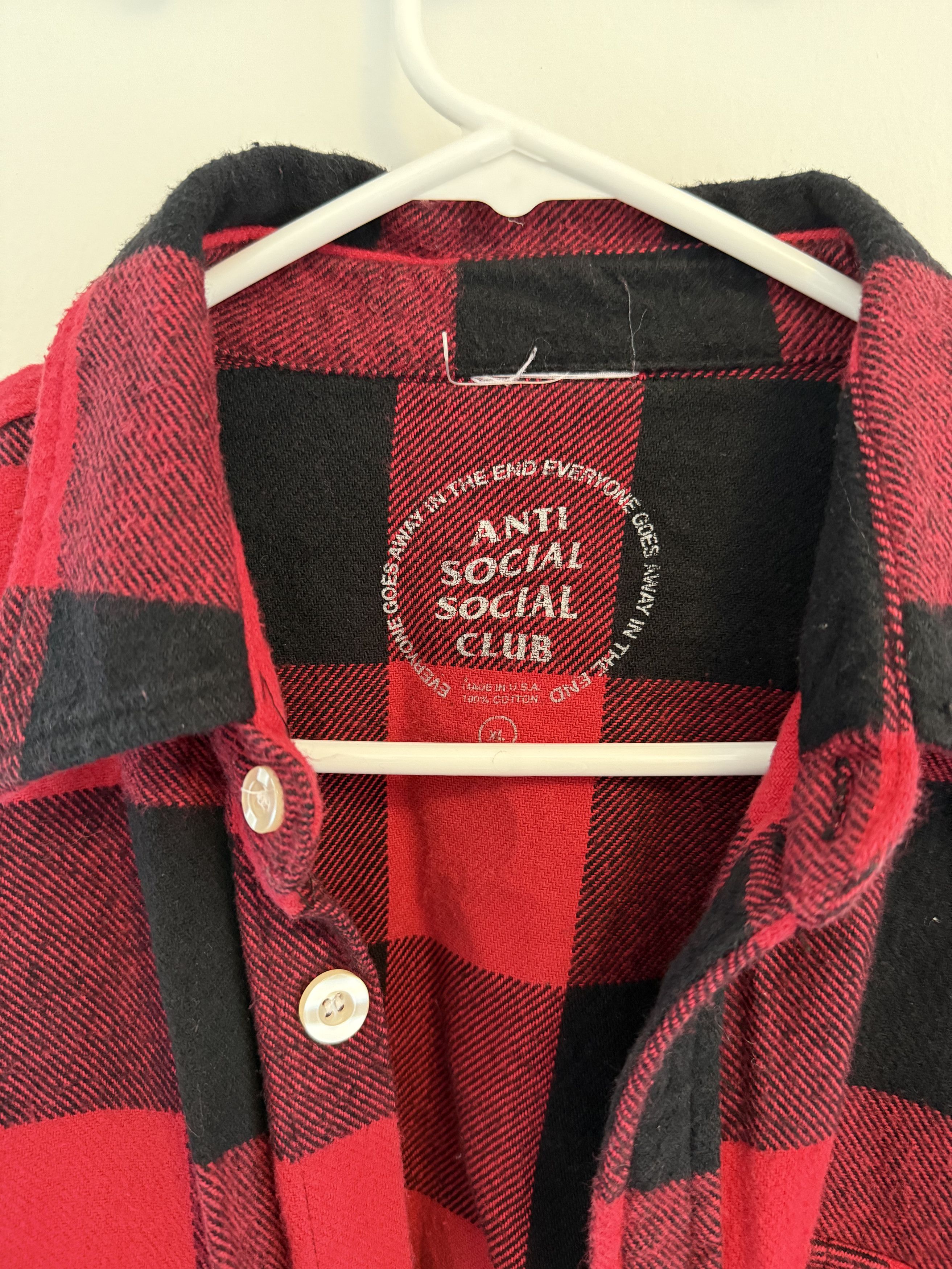 Anti Social Social Club ASSC Red Kkoch Flannel Black/Red Size US L / EU 52-54 / 3 - 3 Thumbnail