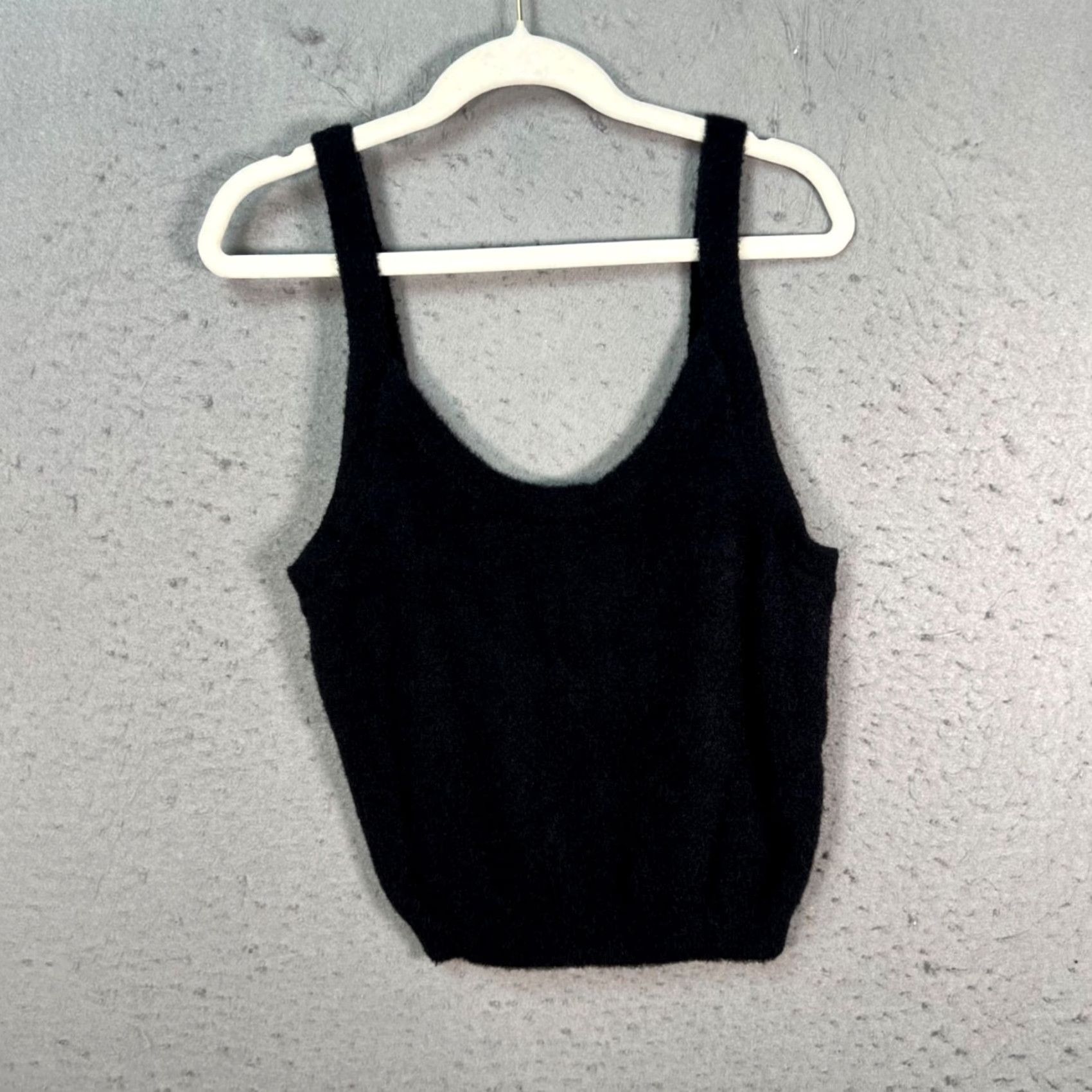 Vintage Wilfred Free Womens Tank Top Nylon Blend Scoop Neck Sleeveless Black Medium Cropped Casual Summer Spring Size M / US 6-8 / IT 42-44 - 2 Thumbnail
