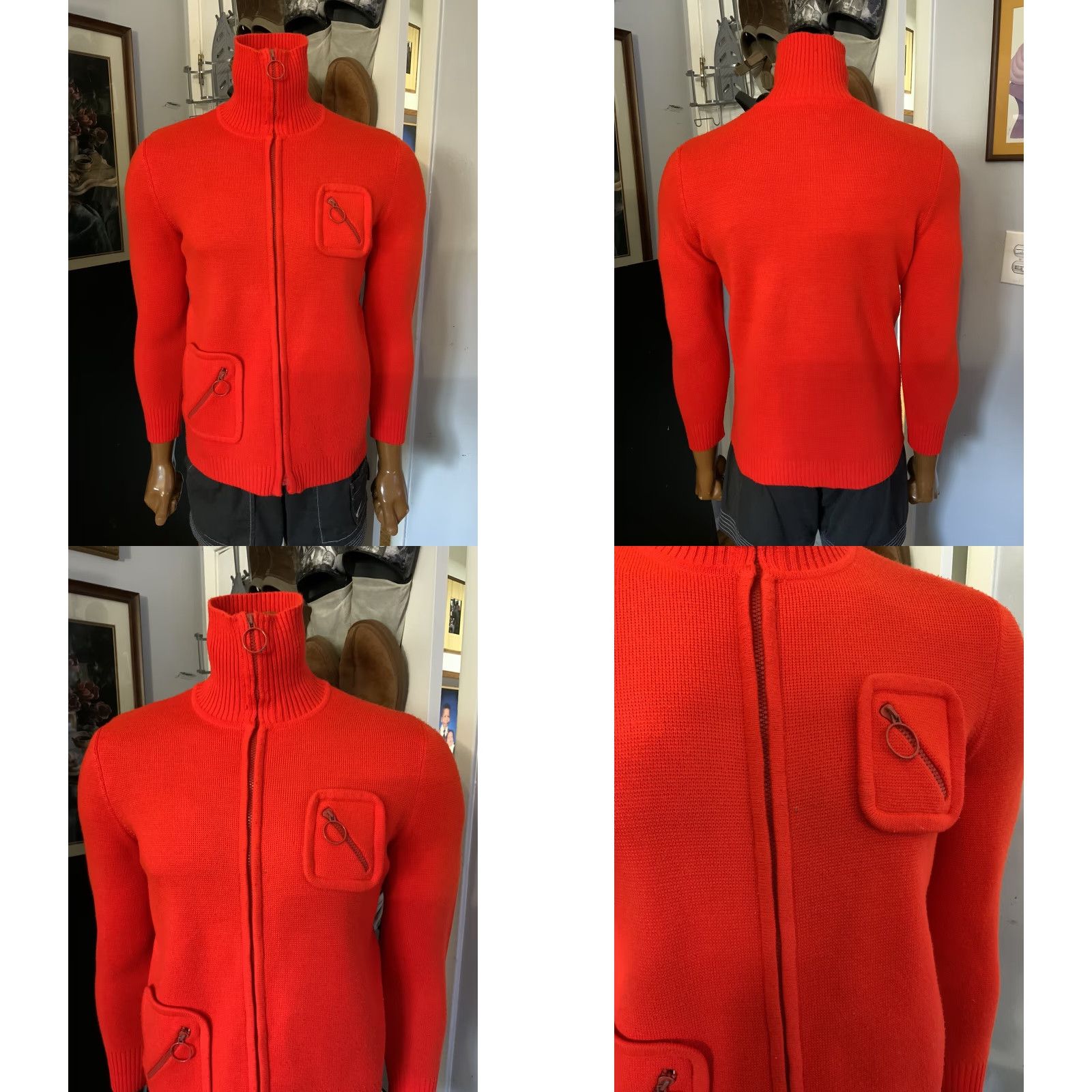 Vintage VINTAGE LeRoy Knitwear Disco Mod Circle Zip Sweater Jacket L Acrylic Shirt Size US L / EU 52-54 / 3 - 8 Thumbnail