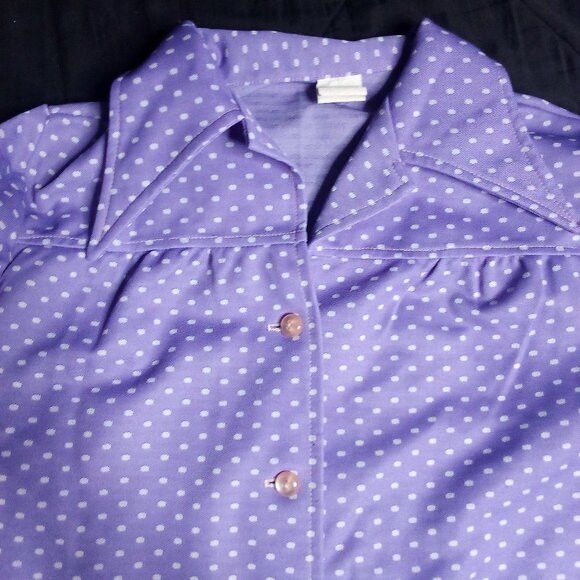 Other Vintage Purple Polka Dots Polyester Disco Shirt Size M / US 6-8 / IT 42-44 - 1 Thumbnail