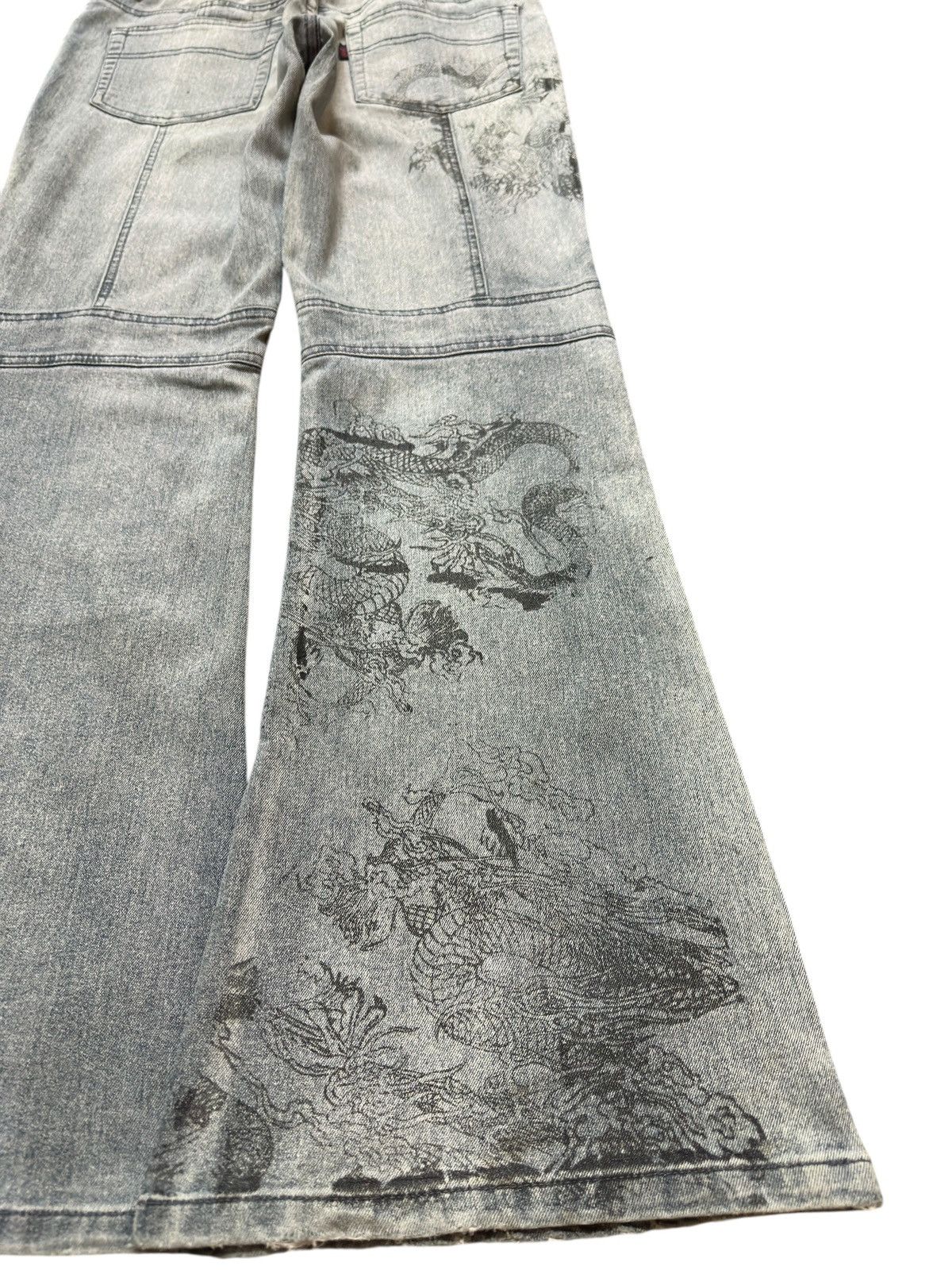 Kapital Vintage Souk Flare Bootcut Dragon Essence Faded Denim Size US 30 / EU 46 - 10 Thumbnail