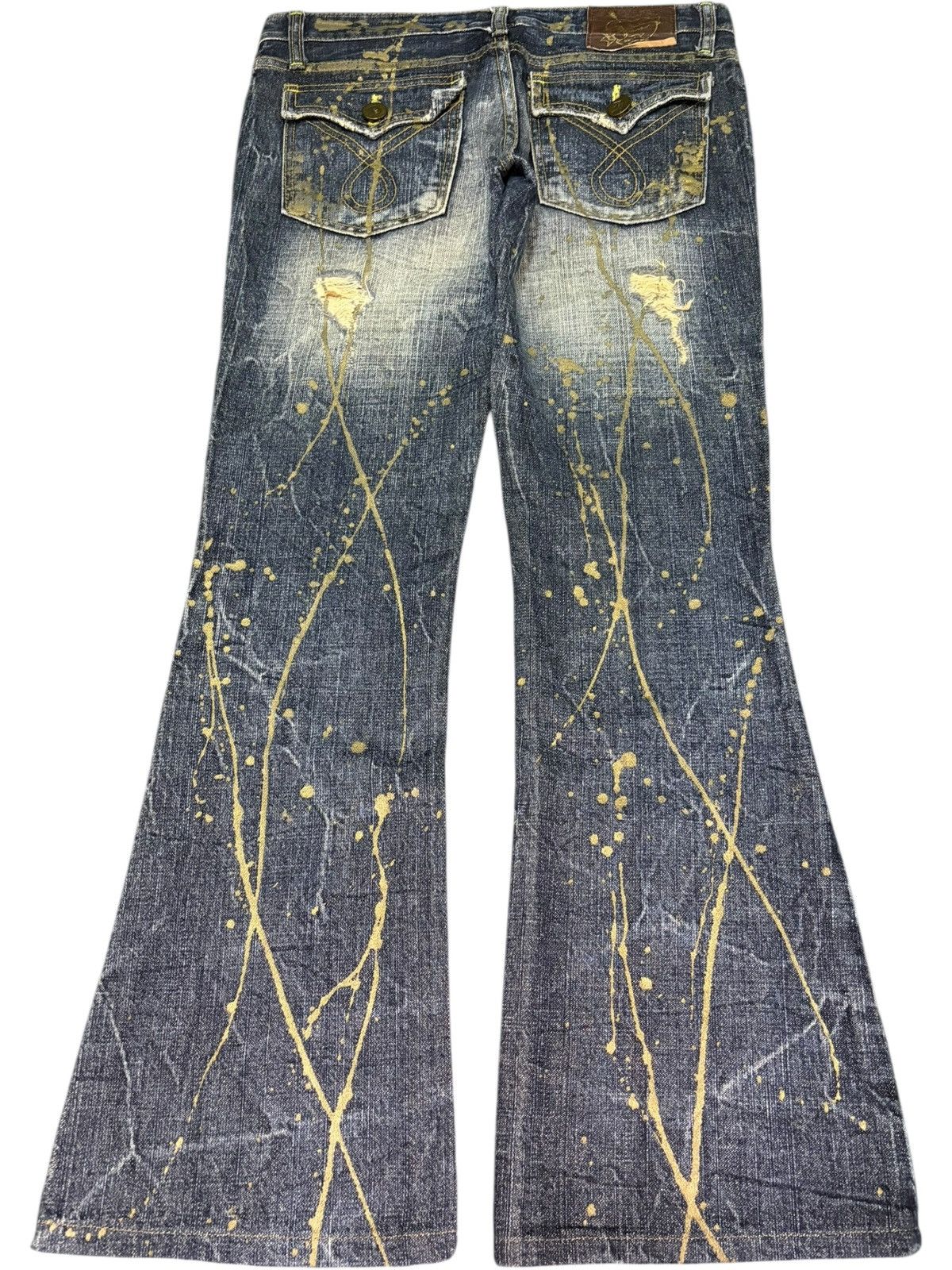 If Six Was Nine Vintage Japanese Brand Distress Low Rise Flare Jeans Size 30" / US 8 / IT 44 - 2 Thumbnail