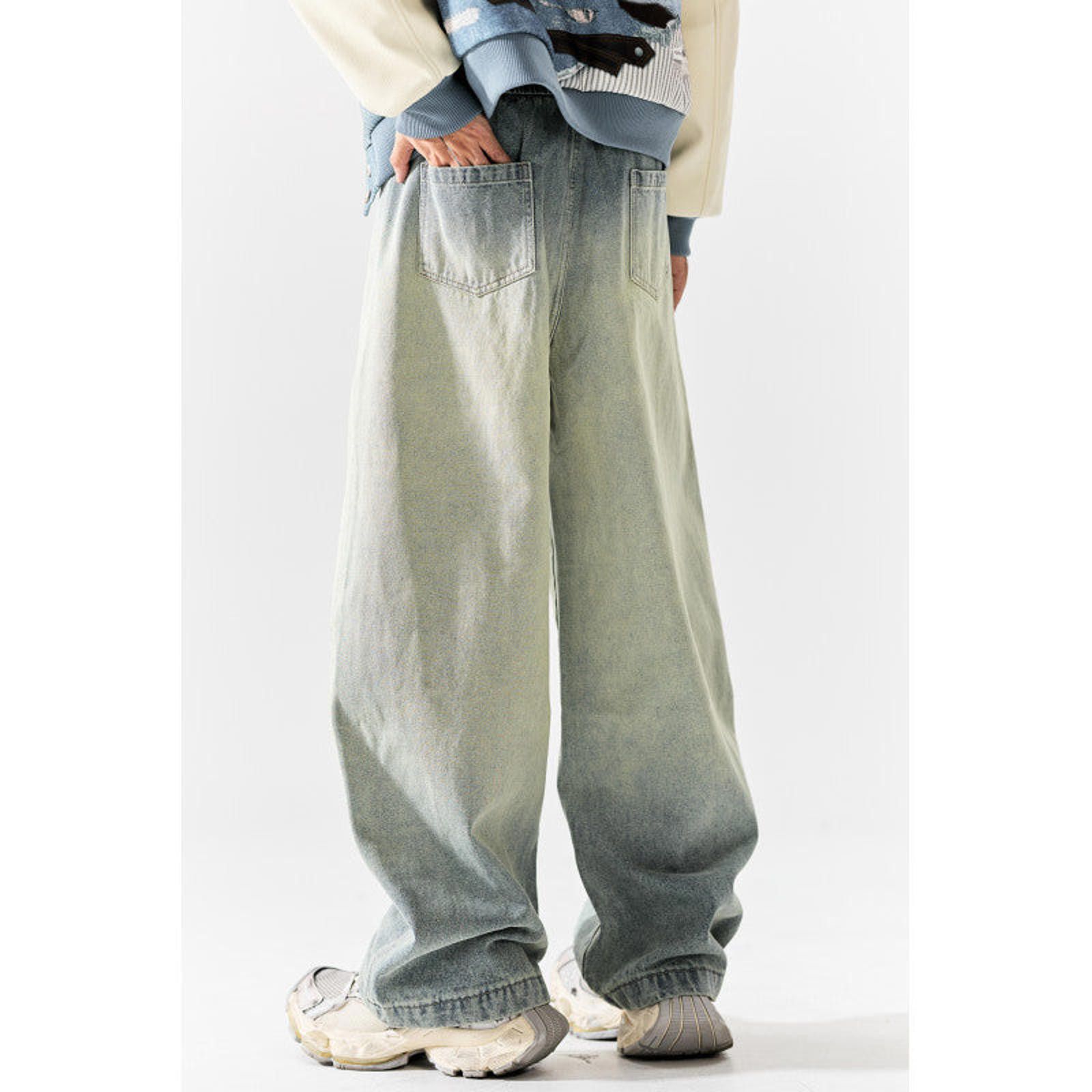 Japanese Brand Light Wash Wide Leg Denim Jeans, Baggy Fit Jeans Size US 30 / EU 46 - 3 Thumbnail