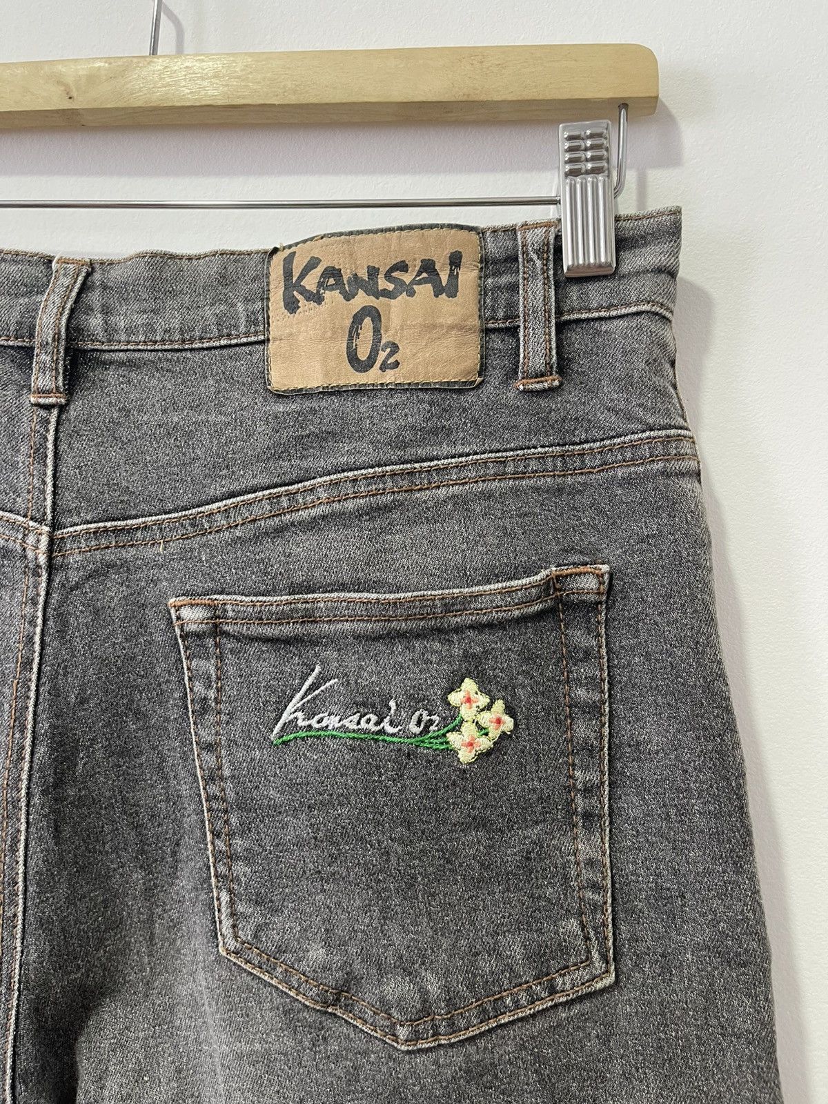 Kansai Yamamoto Rare Vintage KANSAI 02 Embroidered Back Pocket Faded Black Size US 30 / EU 46 - 5 Thumbnail