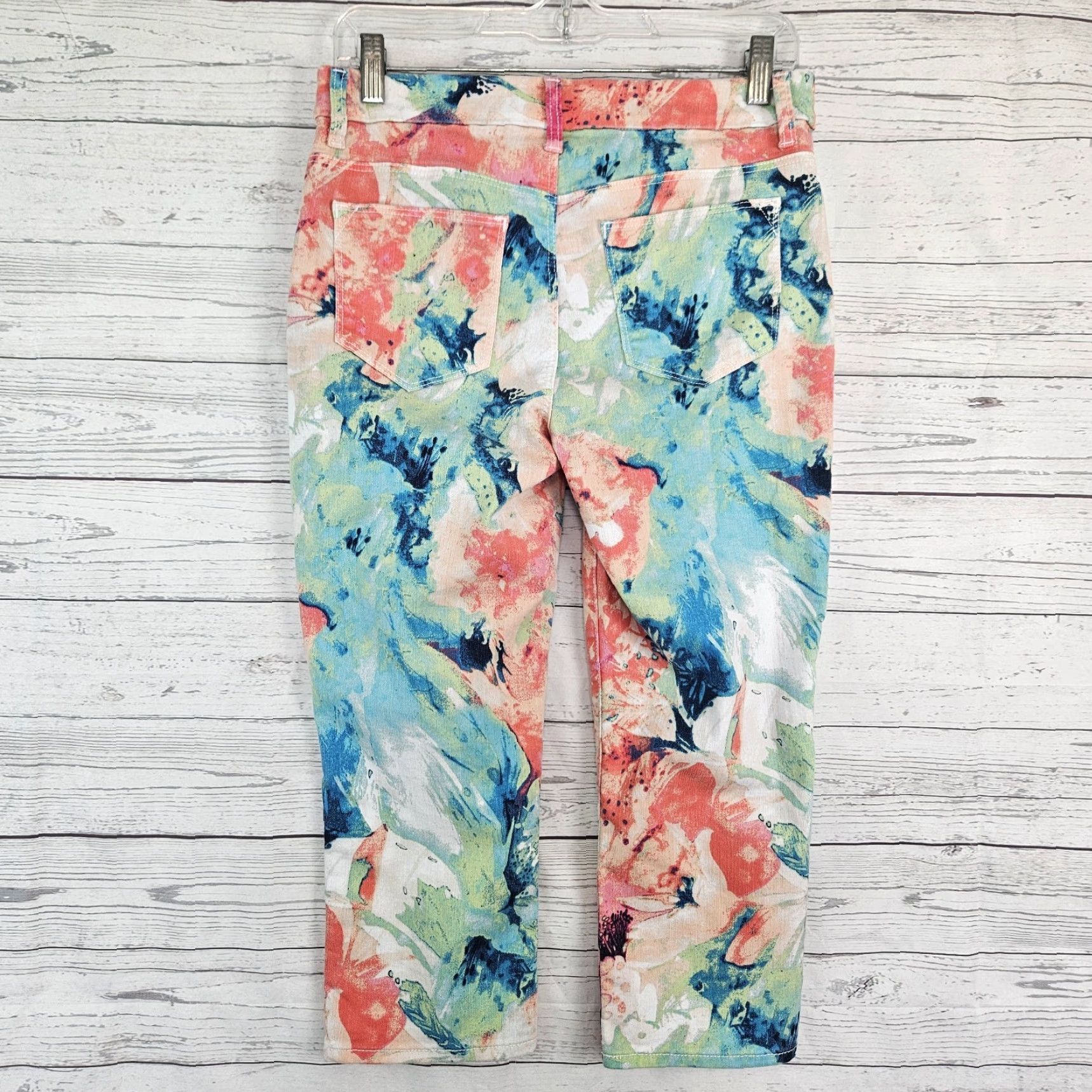 Vintage Chico's Womens Capri Jeans Slim Leg 00 Pink Blue Mid Rise 20in Inseam Womens Size ONE SIZE - 3 Thumbnail