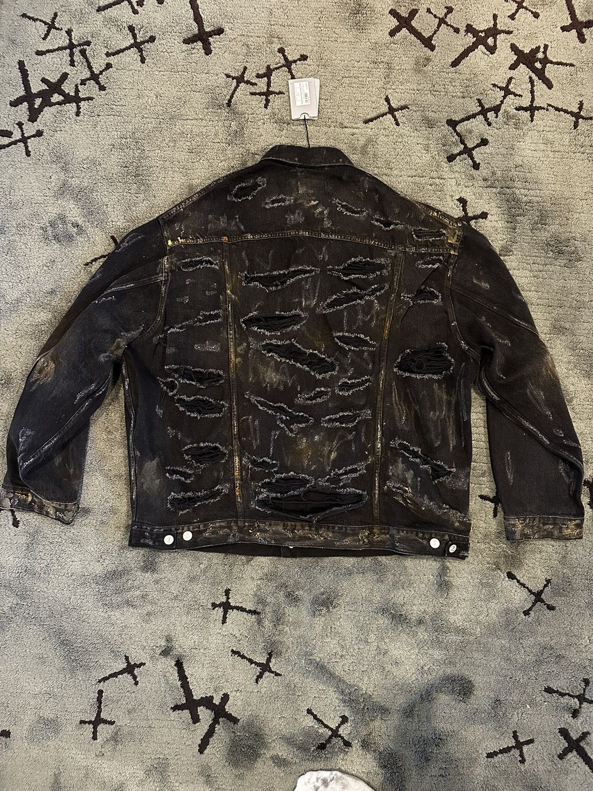 Balenciaga Balenciaga “Mud Show” Thrashed Oversized Black Denim jacket Size US XL / EU 56 / 4 - 2 Thumbnail