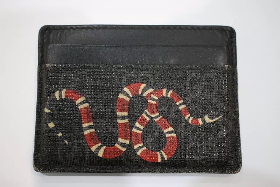Card Holder Gucci Wallet Snakes Gucci GG Supreme Black Kingsnake