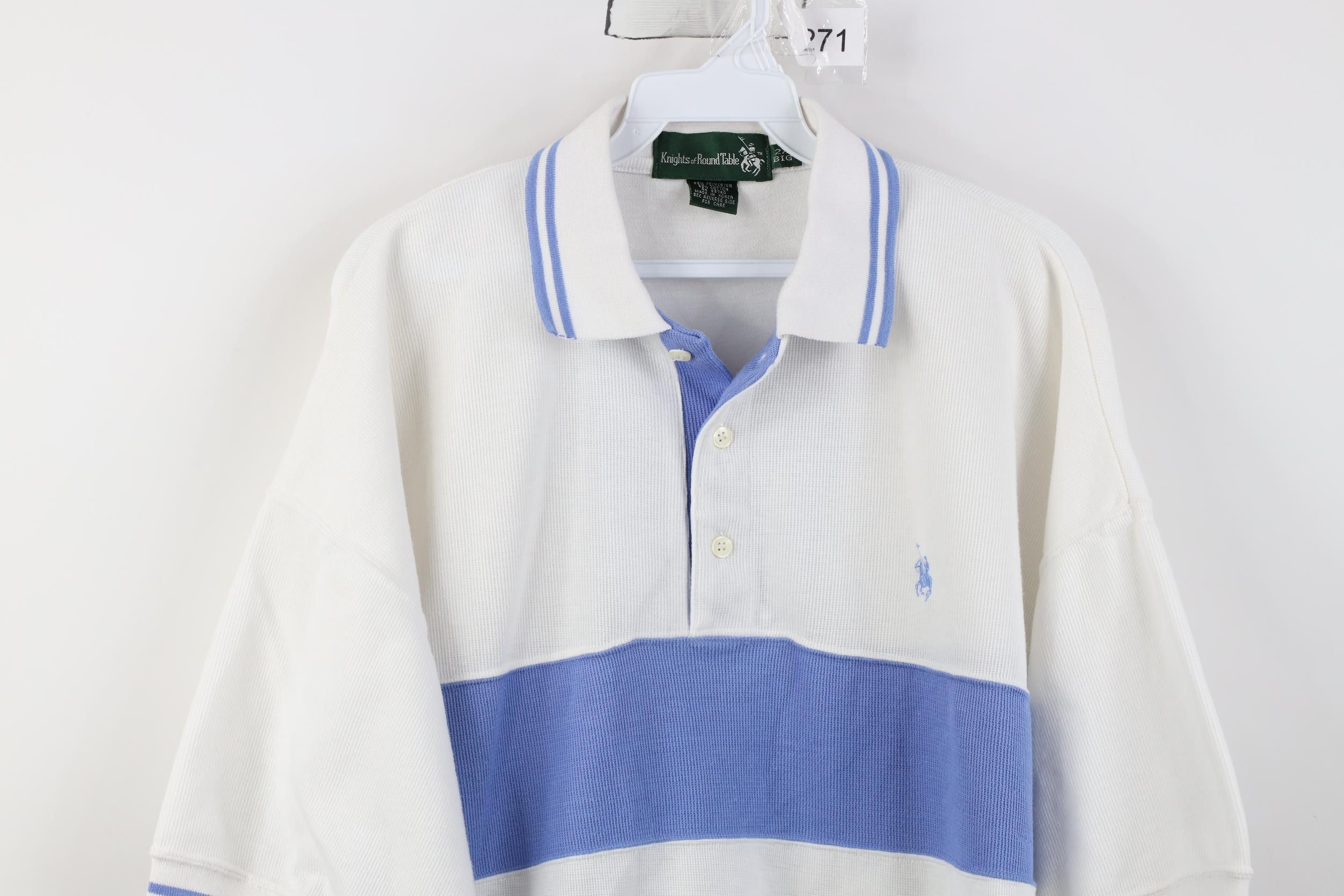 Vintage Vintage 90s Streetwear Block Thermal Knit Golf Polo Shirt Size US XXL / EU 58 / 5 - 2 Thumbnail